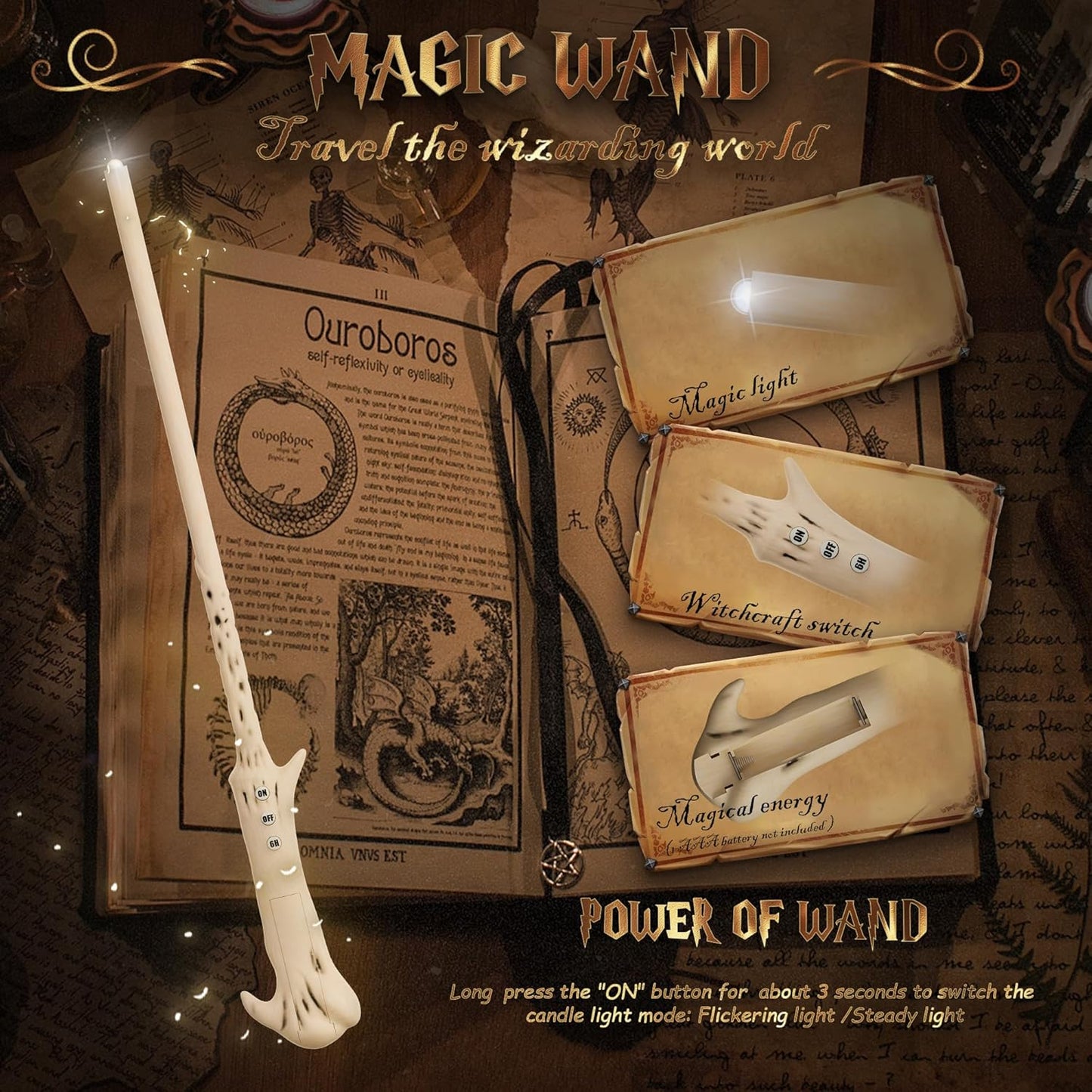 Magic Hanging Floating LED Candles - 12 PCS Battery Operated Electric Taper Candles for Halloween & Christmas Parties