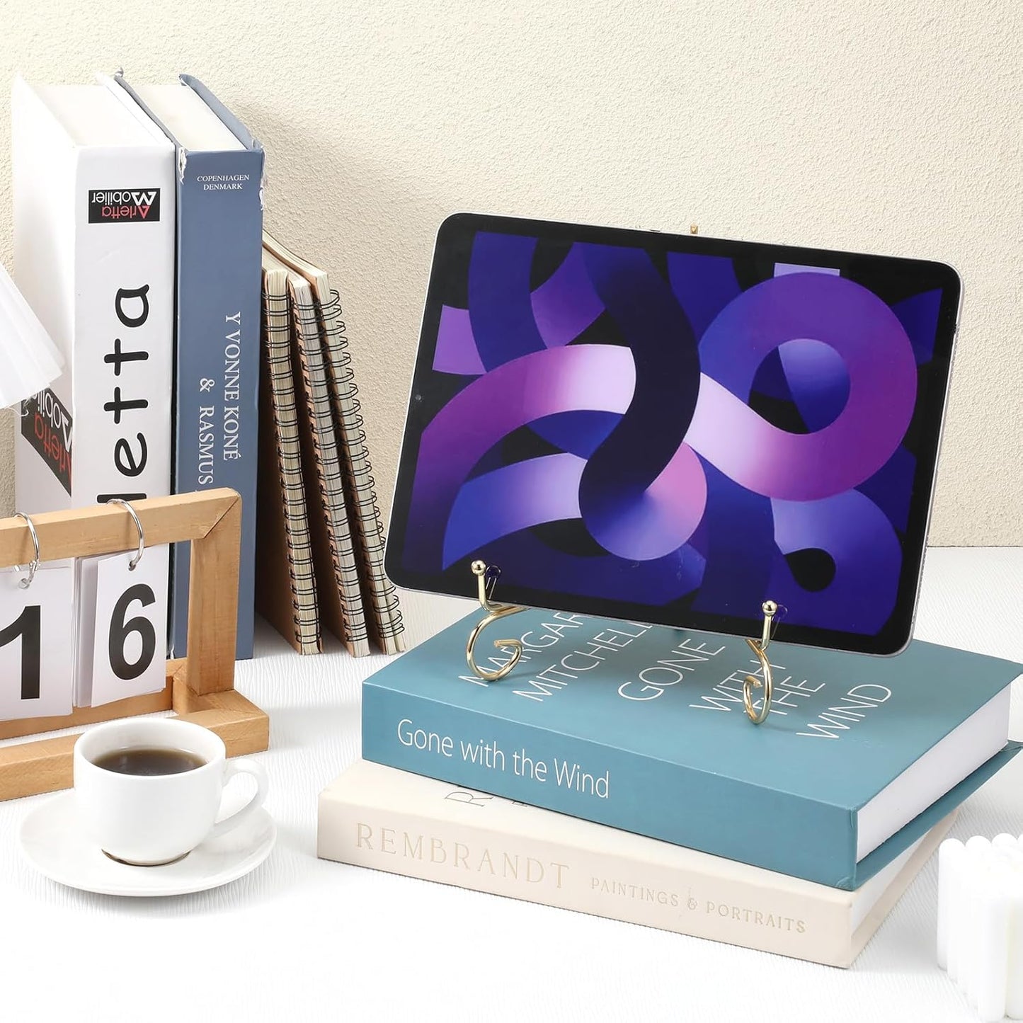 12 Pack 3 Size Improved Anti-Slip Plate Stands for Display, Gold Iron Display Stand, Easel Plate Display Photo Holder Stand, Iron Wire Easel Frame Stand for Displaying Pictures, Plates and Arts (4, 6, 8 Inch)