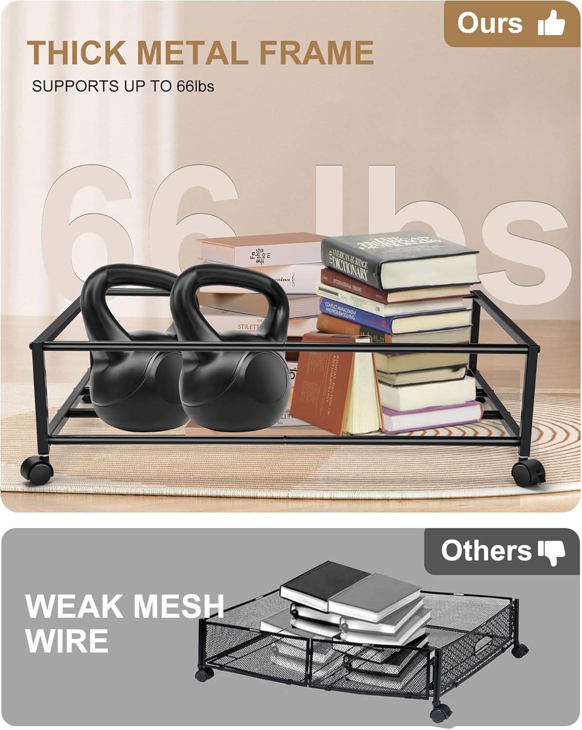 Under Bed Storage with Wheels 2 Packs, Under Bed Drawers, Underbed Storage with Wheels and Lid, Rolling Underbed Drawers for Clothes, Shoes, Blankets, Toys (Black)