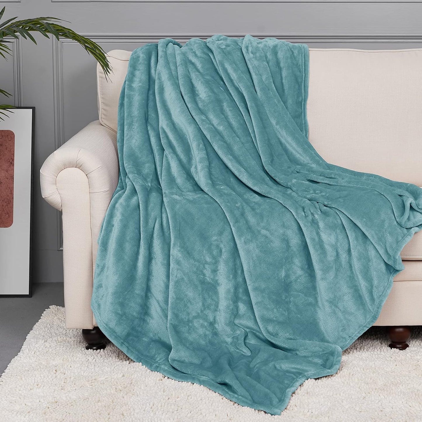 StangH Flannel Fleece Soft Throw Blankets Twin Size, Lightweight Microfiber Fuzzy Blanket for Couch, Warmer Bed Blankets for All Seasons Sofa & Dorm, (Twin Size 60 x 80, Stone Blue)