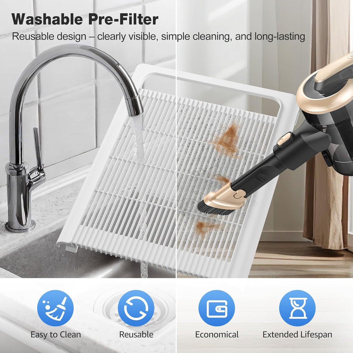KNKA Air Purifier for Home Bedroom Large Room Up to 1,695 Ft² in 1 Hr, HEPA Air Cleaner with Washable Pre-Filter, AQI Display, ECO Mode, Sleep Mode, Pet Mode for Pets, Dust, Pollen, APH4000