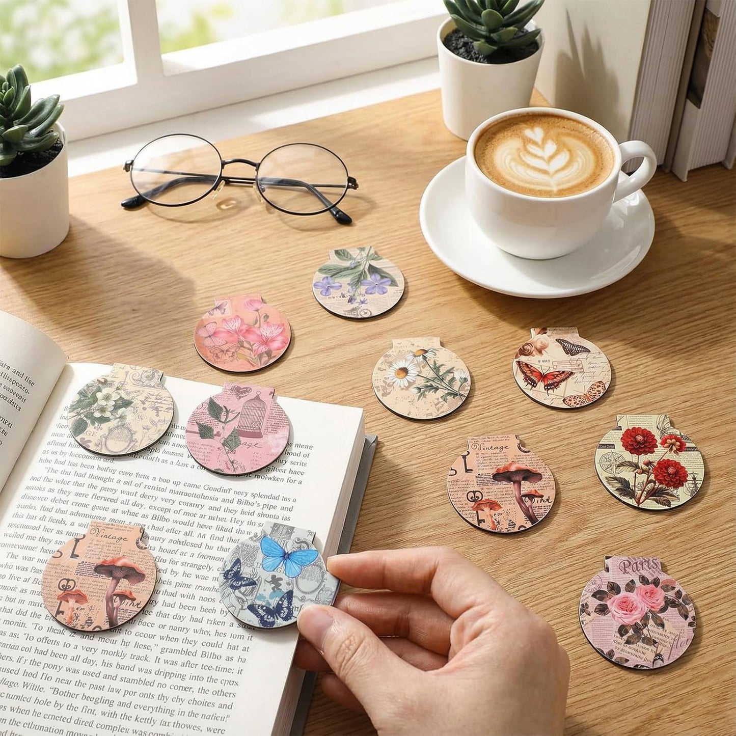 100 Pcs Magnetic Bookmarks Bulk Vintage Magnet Book Marker Clips Retro Reading Gifts for Students Office Classroom Book Lover Favors