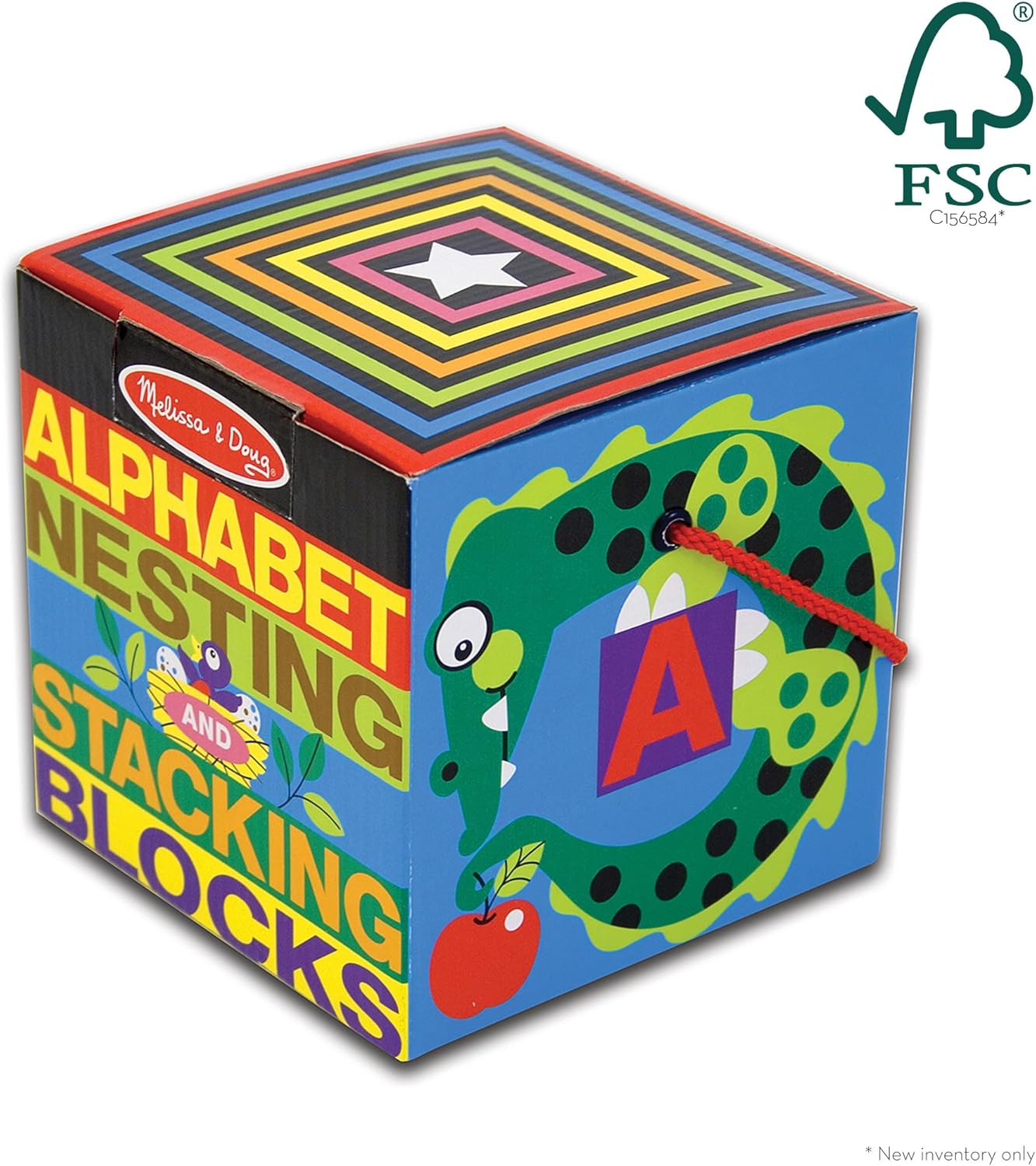 Melissa & Doug Deluxe 10-Piece Alphabet Nesting and Stacking Blocks - FSC Certified