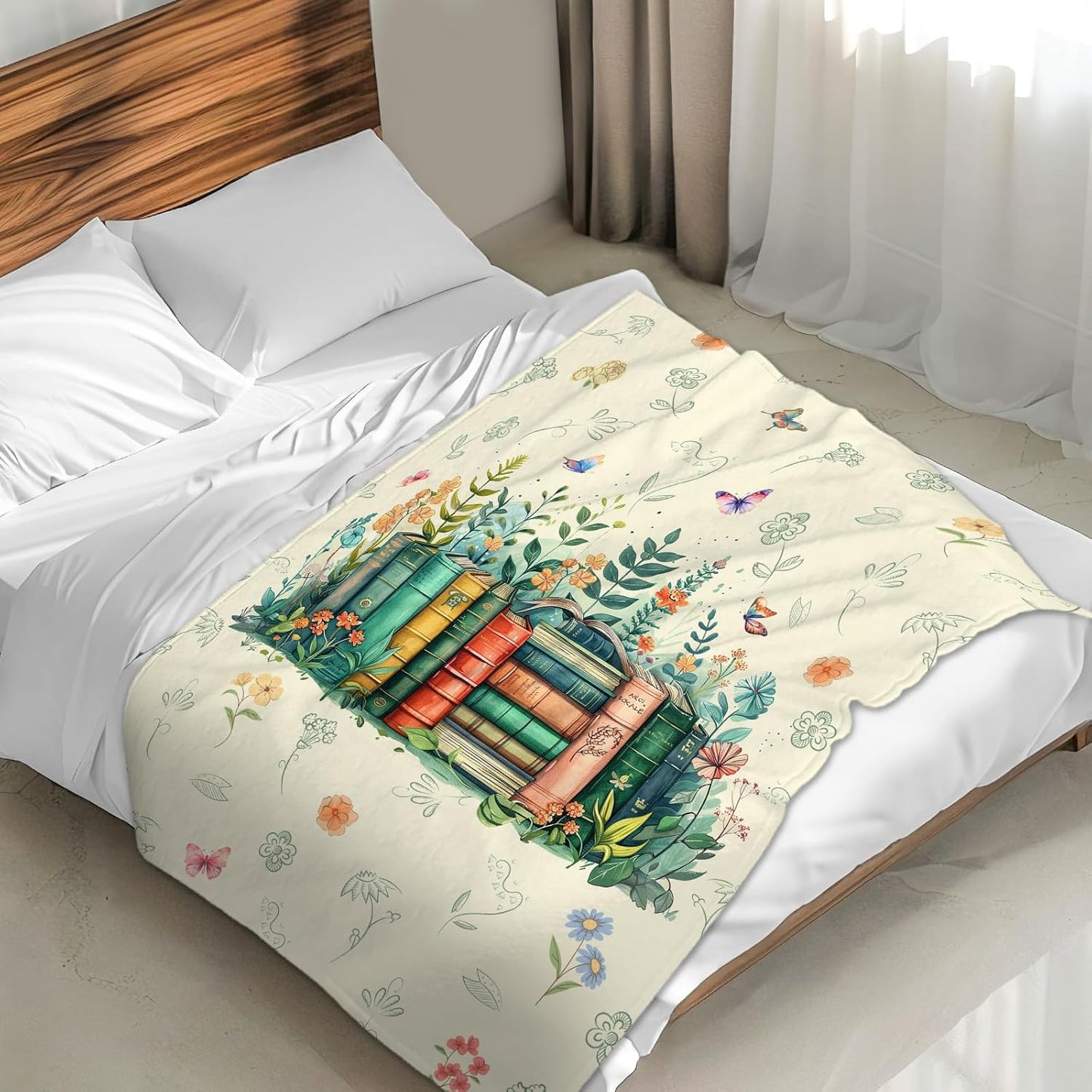 Books Blanket Gifts for Book Lovers - Vintage 50x60 Inches Reading Throw Blanket for Library - Soft Fuzzy Comforter for Couch Sofa Bed - Bedroom Decor for Read Lovers