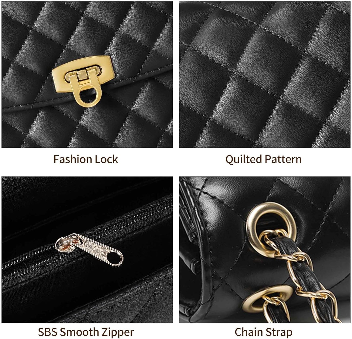 GEMIU Quilted Purses for Women Crossbody Purses Small Purse Ladies Shoulder Bag with Chain Strap