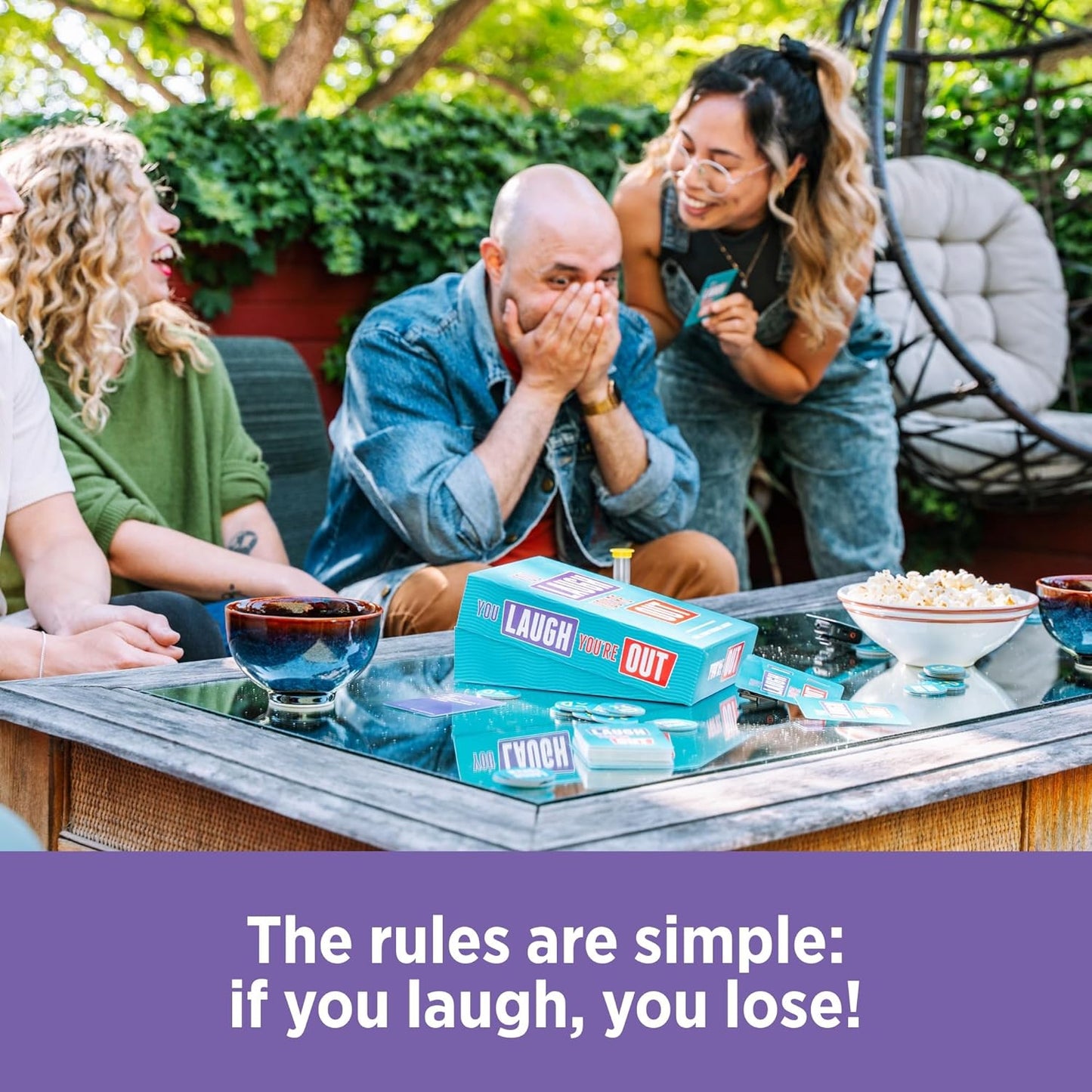 You Laugh You're Out [A Party Game with Hilarious Charades Family Card Games for Adults & Teens, 125 Prompt Cards Fun for Family Game Nights, Easter Basket Stuffers, Gatherings, & Parties Ages 14+]