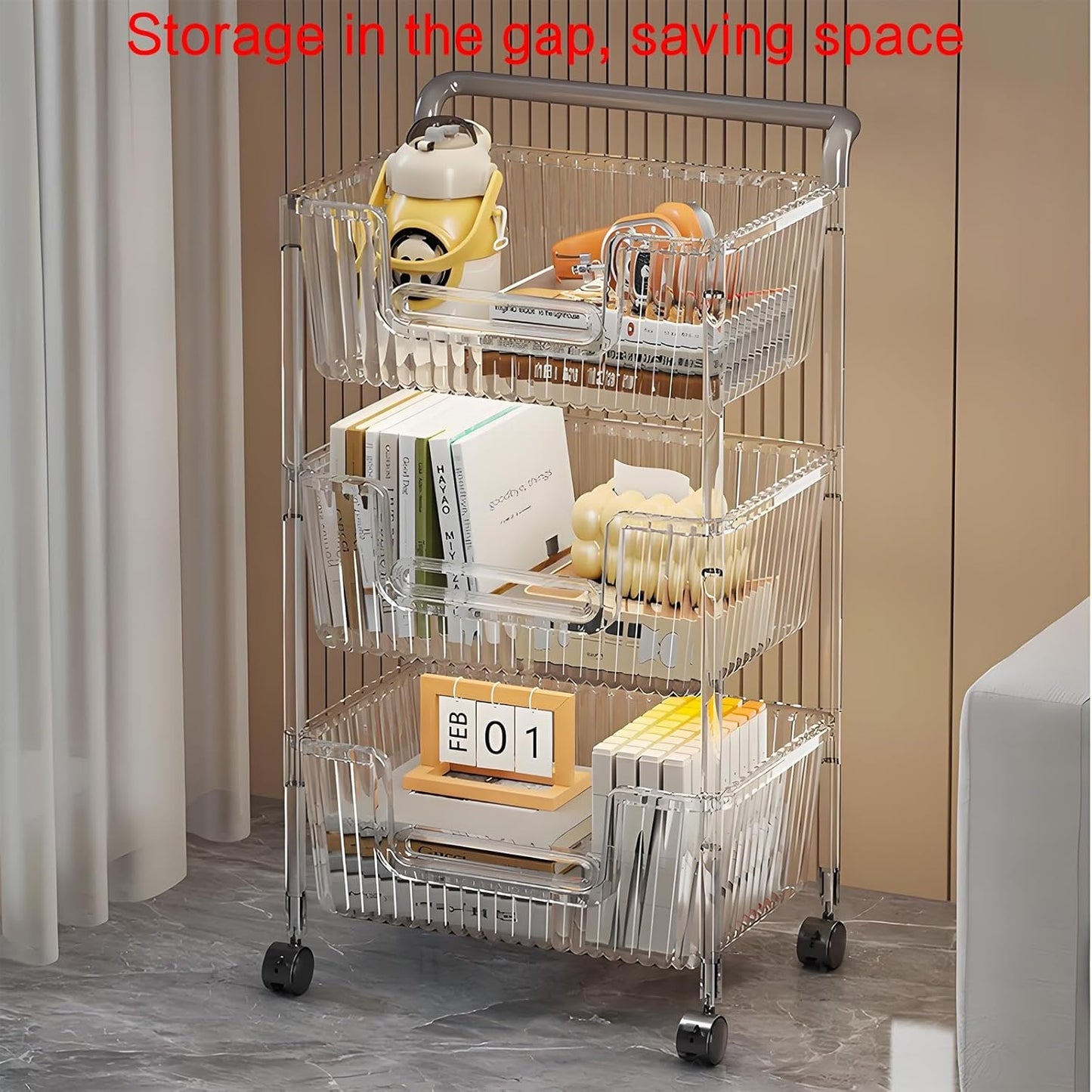 Acrylic movable bookshelf,bedroom bookshelf,book shelf,rotating book shelf,unique bookshelf,horizontal bookshelf,Suitable for living room, bedroom, study, living room corner, office French(39.5x27.6x9