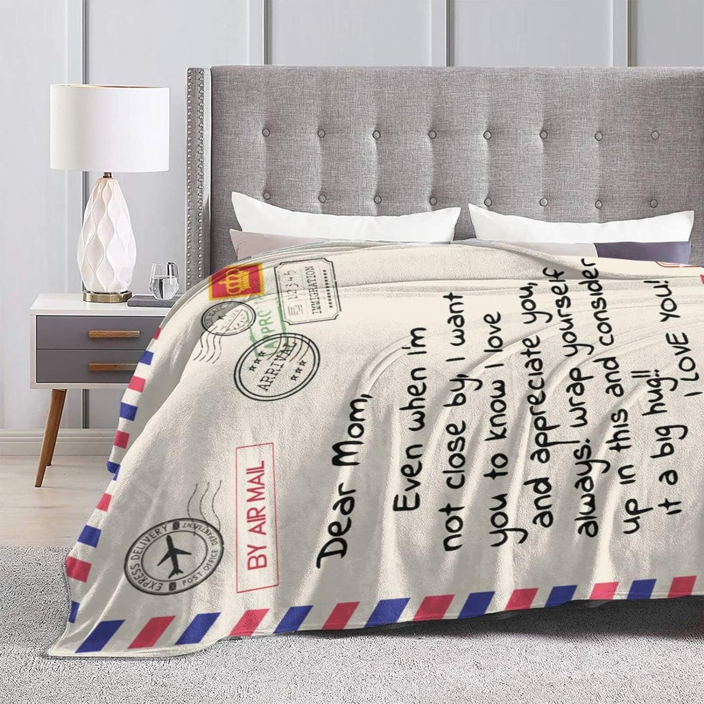 Throw Blankets Anniversary Birthday Gift for Mom from Daughter Son, Dear Mom Blanket for Mother's Day, Super Soft Flannel Throw Blankets for Christmas Valentines Day for Bed Couch