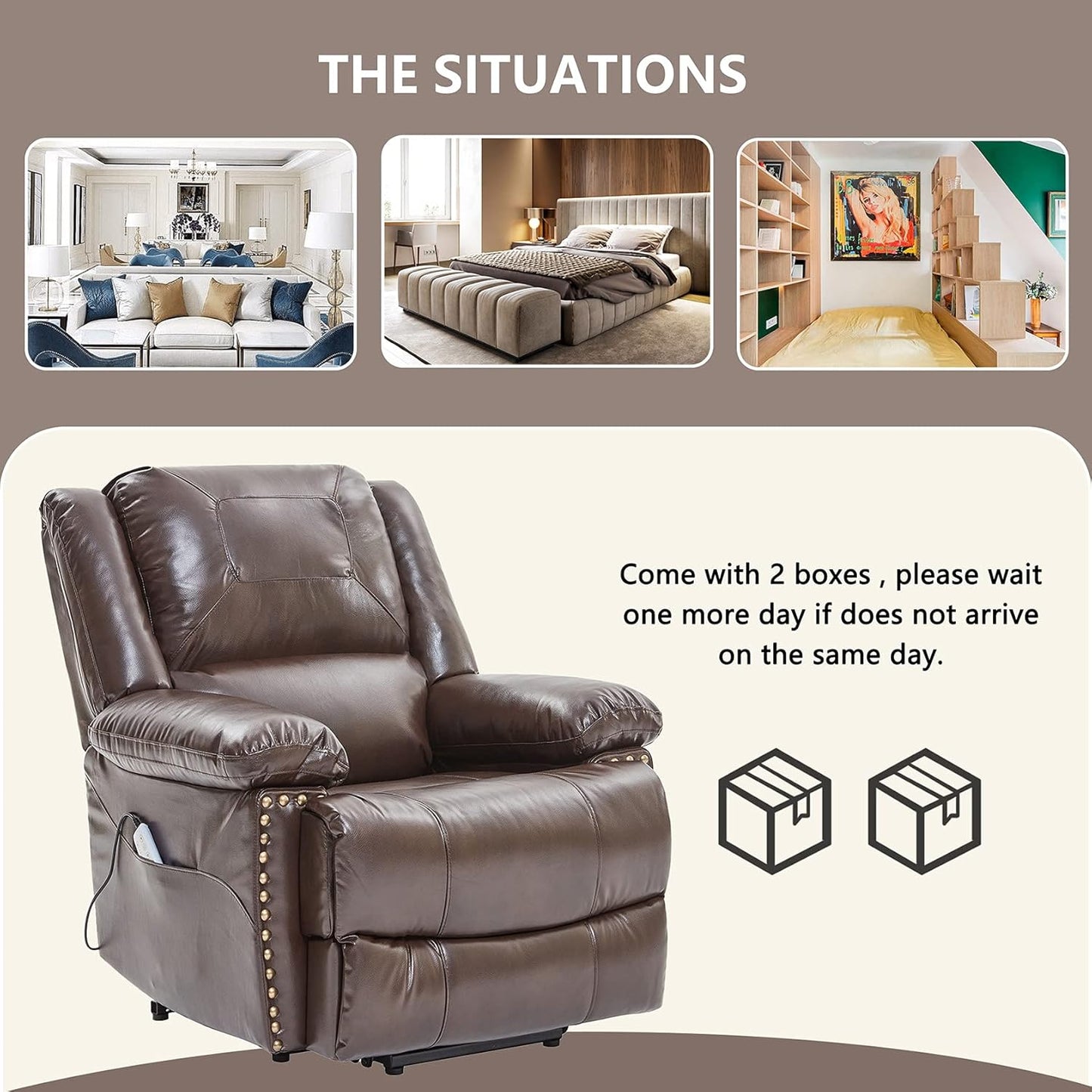 Massage Electric Recliners Power Lift Recliner Chair for Elderly with Heating Single Sofa Reading Chair with Side Pockets Ergonomic Lounge Chair for Living Room