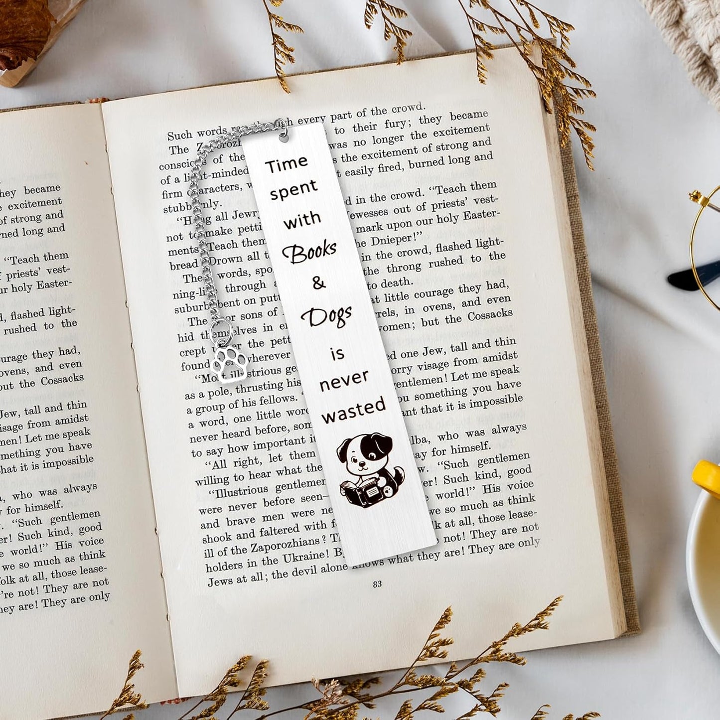 Dog Mom Dad Gifts for Dogs Lovers Book Reading Lovers Gifts Cute Birthday Stocking Stuffers Christmas Gifts for Women Men Sister Son Daughter Personalized Metal Bookmark Book Mark