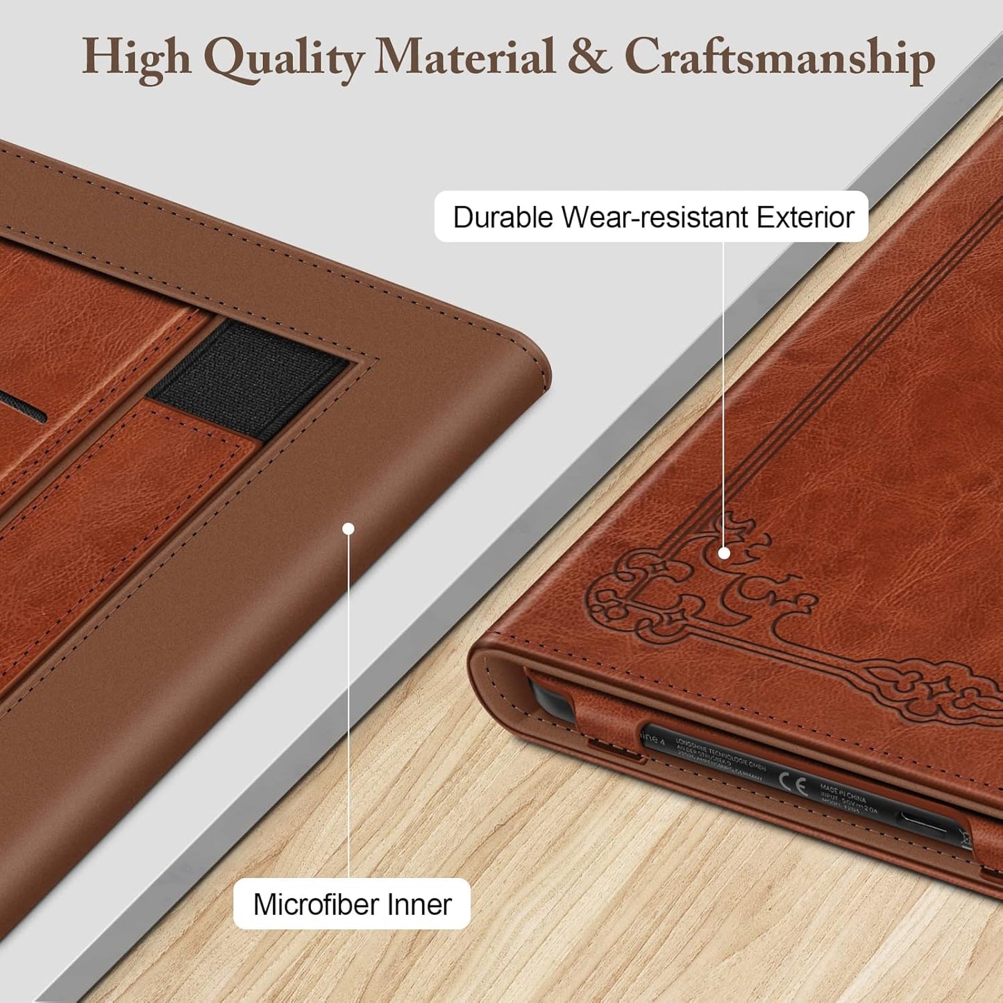 Fintie Stand Case for 6" Kobo Clara Colour (2024) /Clara BW (2024) /2E (2022) eReader - Premium PU Leather Protective Cover Auto Sleep/Wake with Card Slot and Hand Strap, Brown