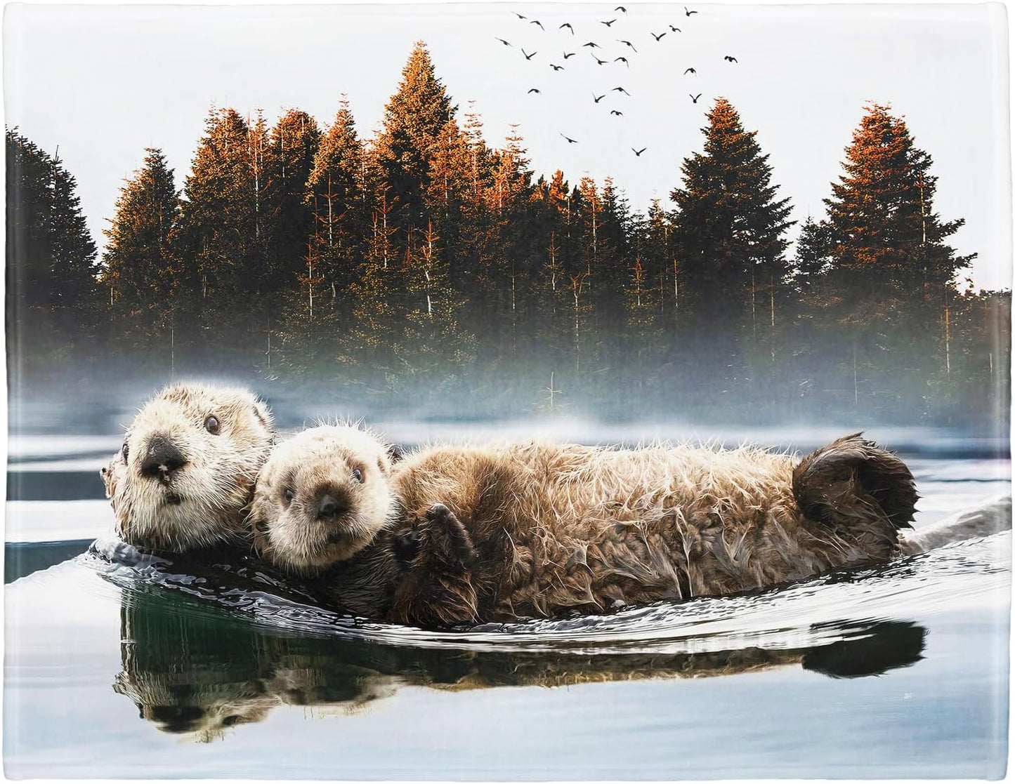 HommomH 60"x80" Sea Otters Blanket Soft Fluffy Fleece Throw for Couch Sofa Bed