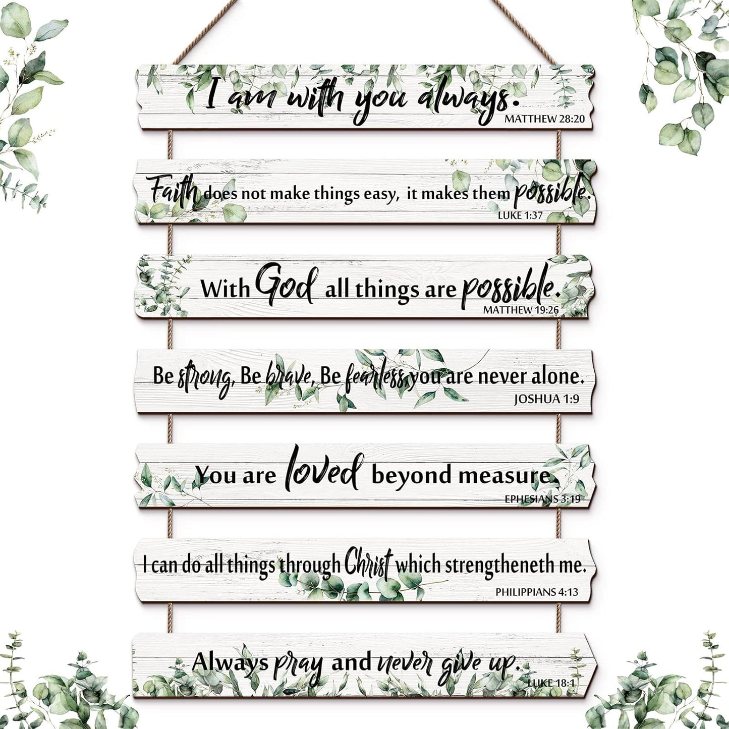 Rustic Wooden Wall Art with Bible Verse Christian Inspirational Wall Decor for Church Office Home Bathroom Living Room Kitchen