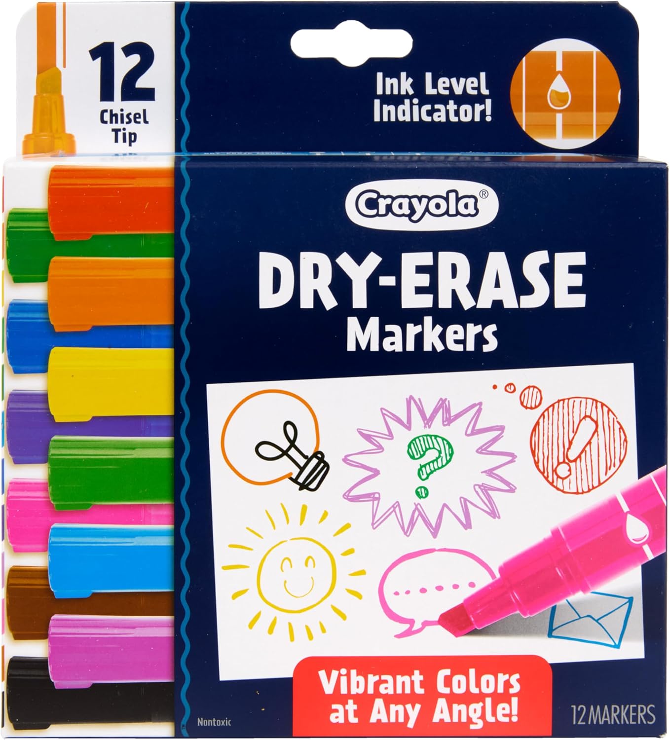 Crayola Take Note Dry Erase Markers for School (12ct) Essential Easter Basket Stuffers, Chisel Tip Whiteboard Markers, Spring Craft Supplies for Teachers, Low Odor