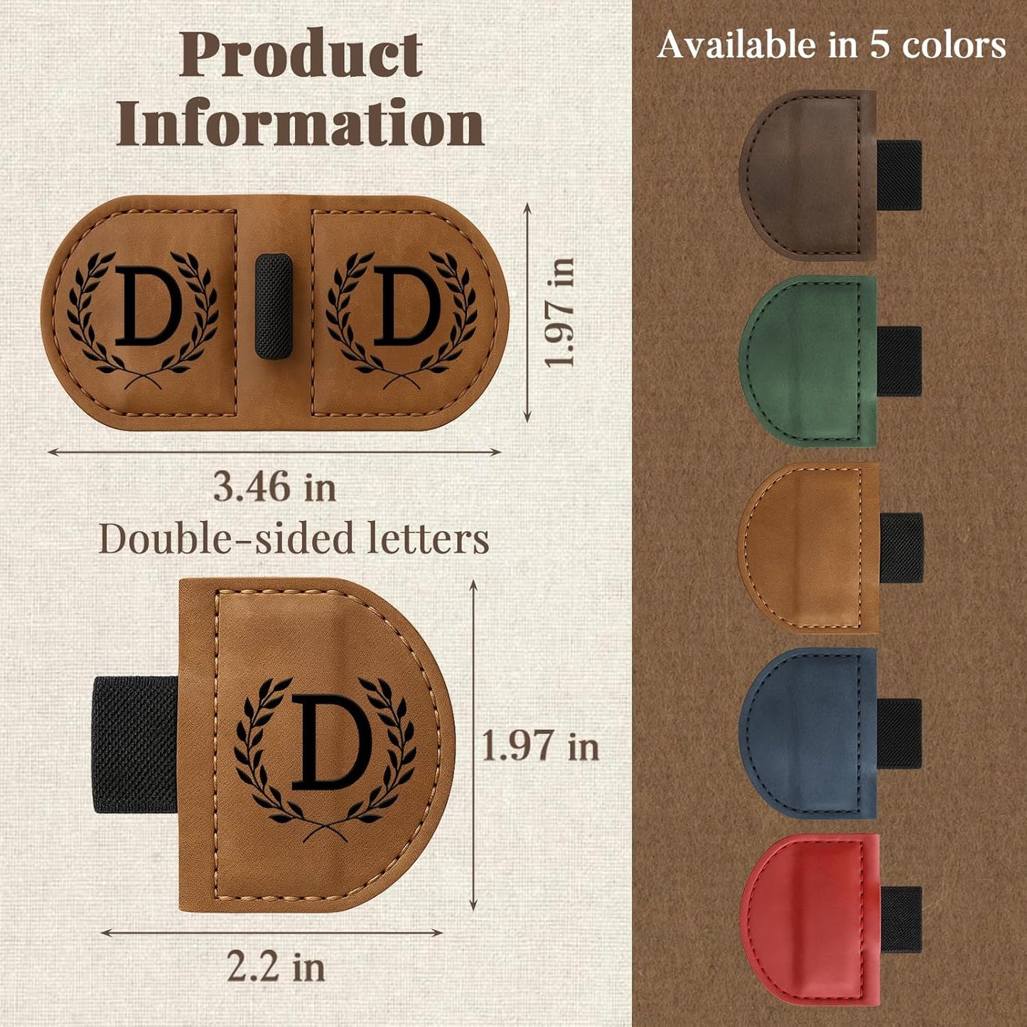 Bygone Mark Bookmark with Pen Holder, 26 Name Initial Letters, 5 Retro Colors, Personalized Magnetic Leather Bookmarks Gift for Women and Men Book Lovers, Students, Teachers (Green, B)