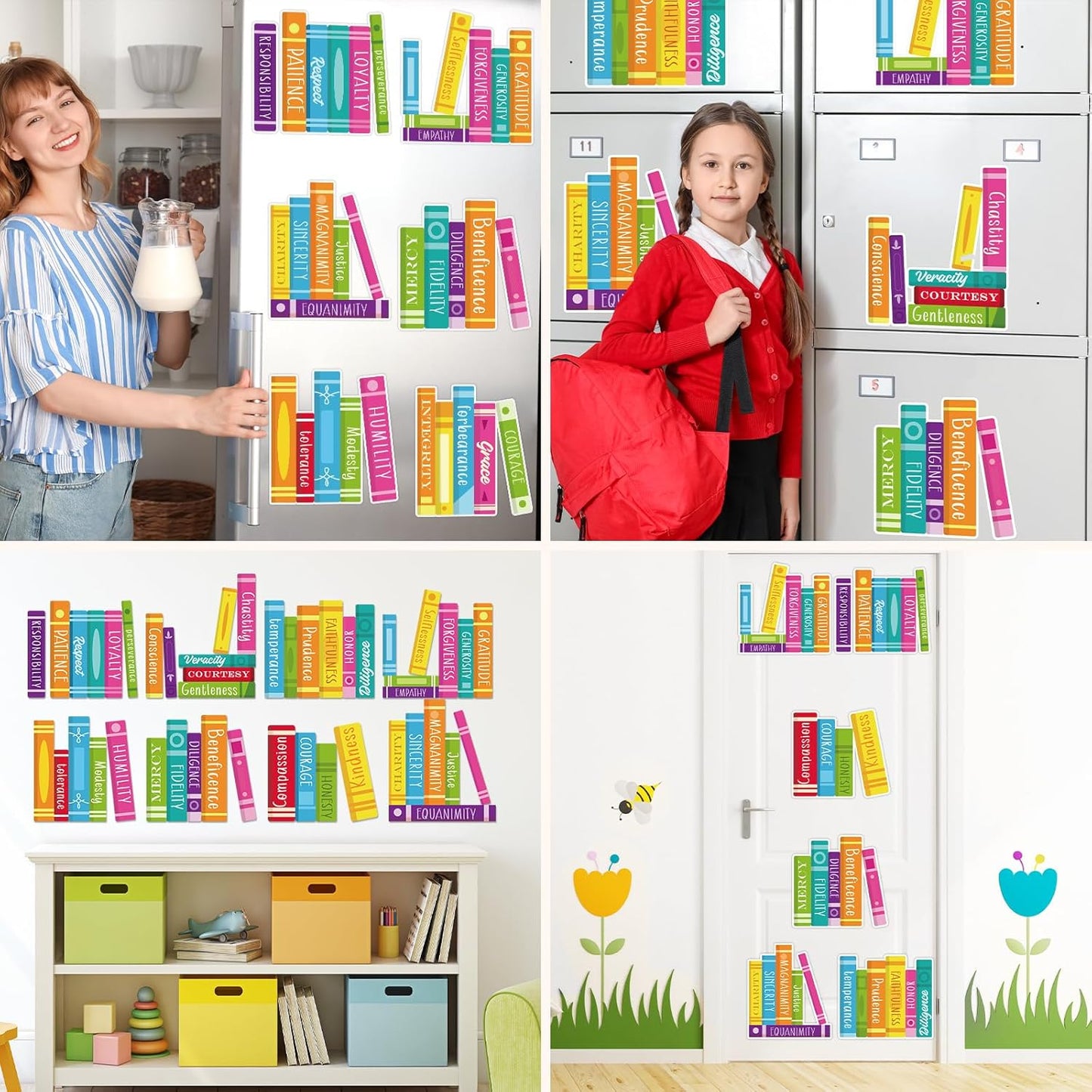 9 Sheets Colorful Book Window Clings Inspirational Book Print Wall Stickers Motivational Read Books Wall Art Reading Classroom Decor for Back to School Classroom Library Home Mirror Glass Decorations