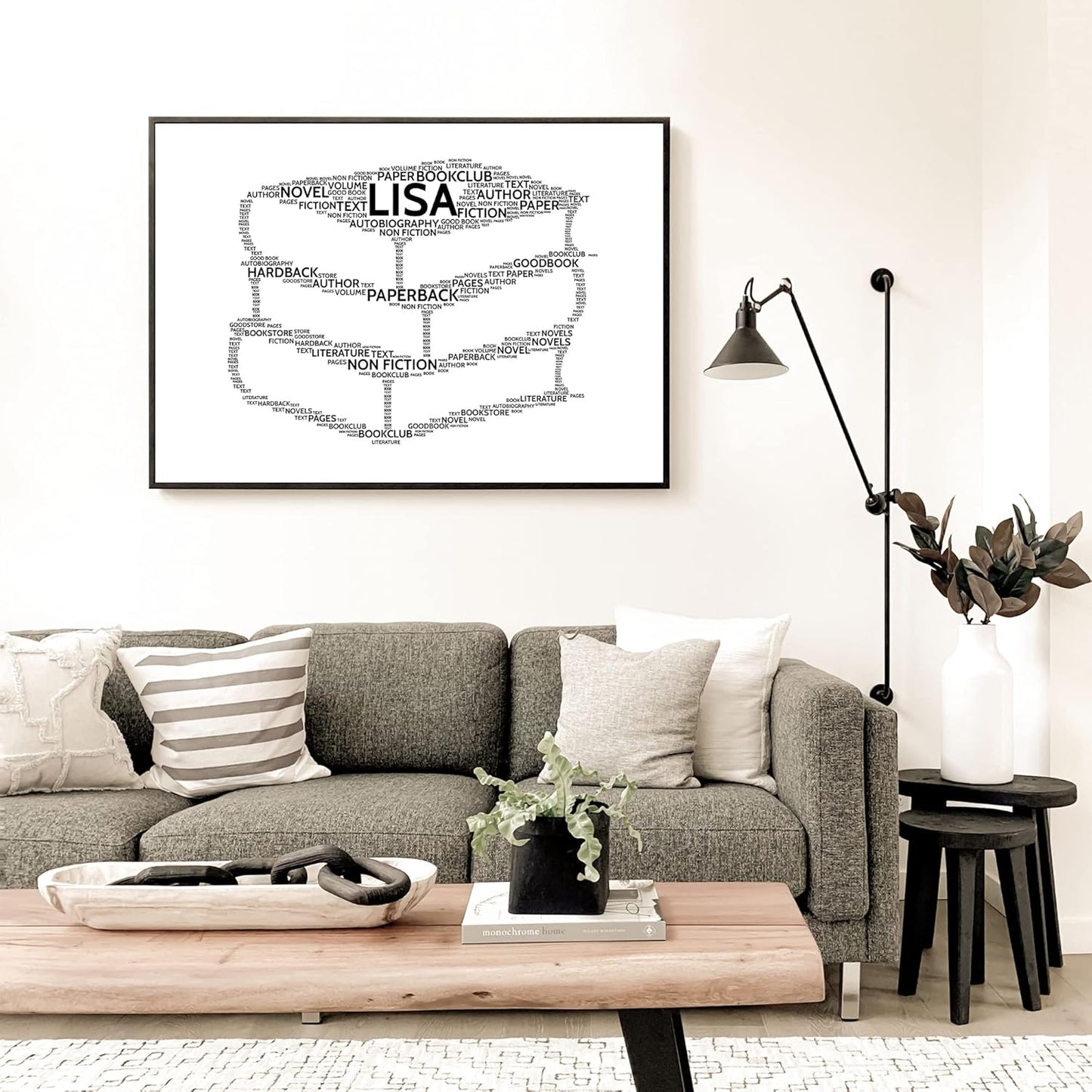 Personalized Book Lovers Name Poster Wall Art Bedroom Decor Customized Bookworm Canvas Library Room Wall Decor Unique Custom Bibliophile Name Framed Wall Art for Authors Writers (10x8 Canvas)