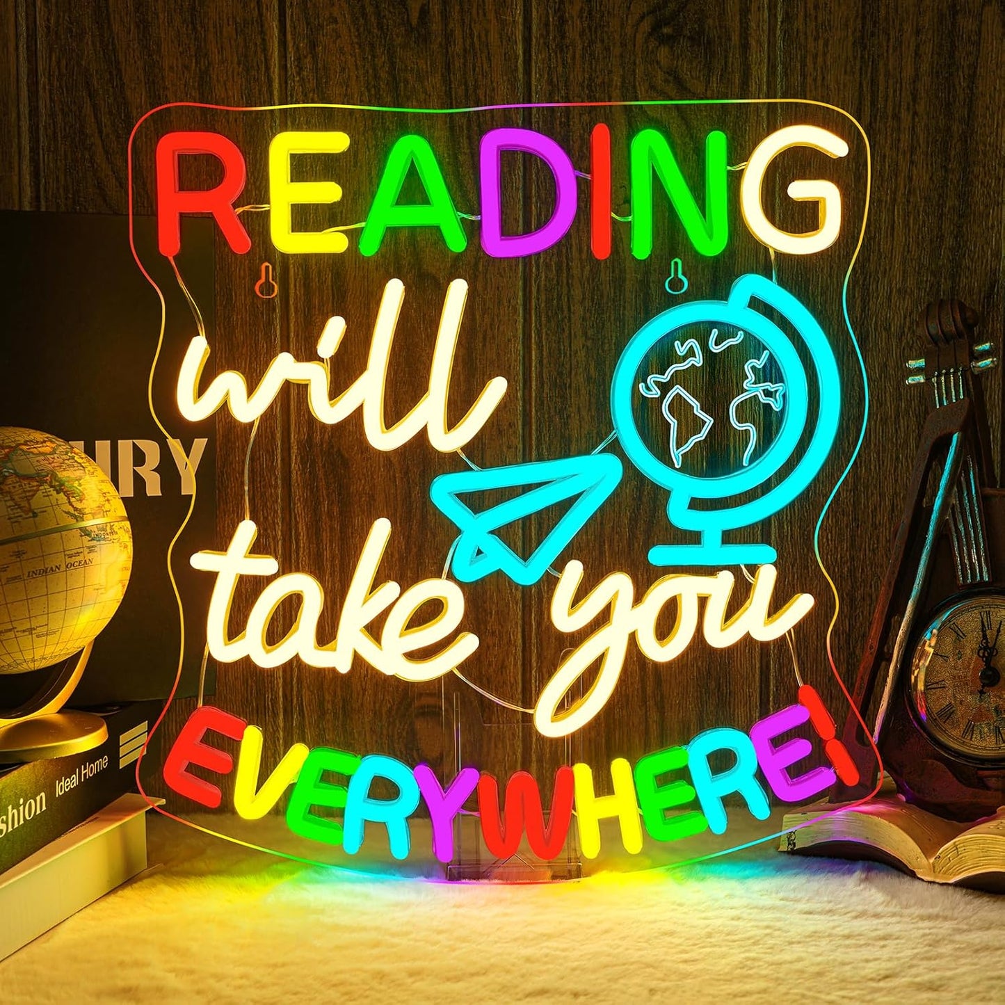 Study Neon Signs Reading Will Take You Everywhere Neon Sign Classroom Wall Decor Light Up Reading Corner Bedroom LED Learn Lights for Teens Room Books Lover Gifts for Teachers
