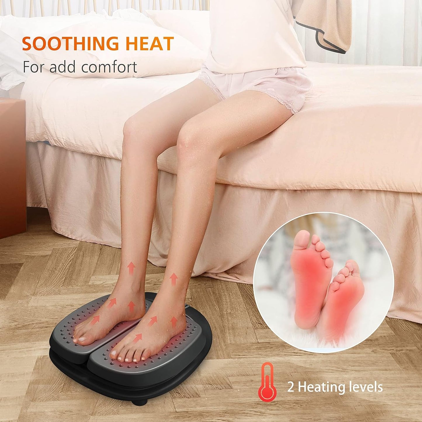 Snailax Foot Massager Machine with Heat,Remote Control, Adjustable Vibration Feet Massager Machine Increased Blood Circulation,Plantar Fasciitis, Stress (Black)