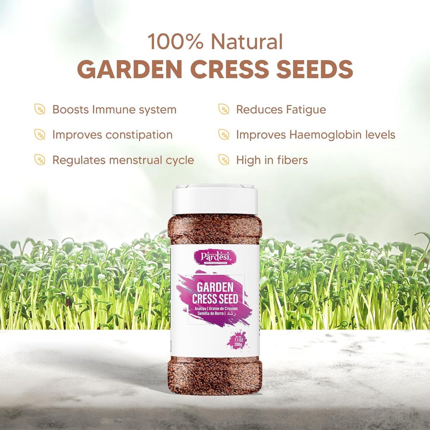 Pardesi Halim Seeds 300g - Lepidium Sativum, Aliv Seed, Asaliya, Garden Cress Seeds - Nutrient-Dense Superfood for Healthy Living, Supports Energy and Vitality. Rich in Vitamins A, C, and K, and Minerals like Calcium and Potassium