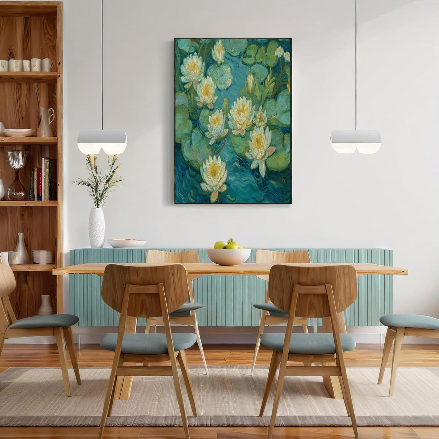 GDJSMIN Oil Painting Style Wall Art, Yellow Water Lily Plant Poster for Reading Room Living Room Decor 12x 16 inch Unframed