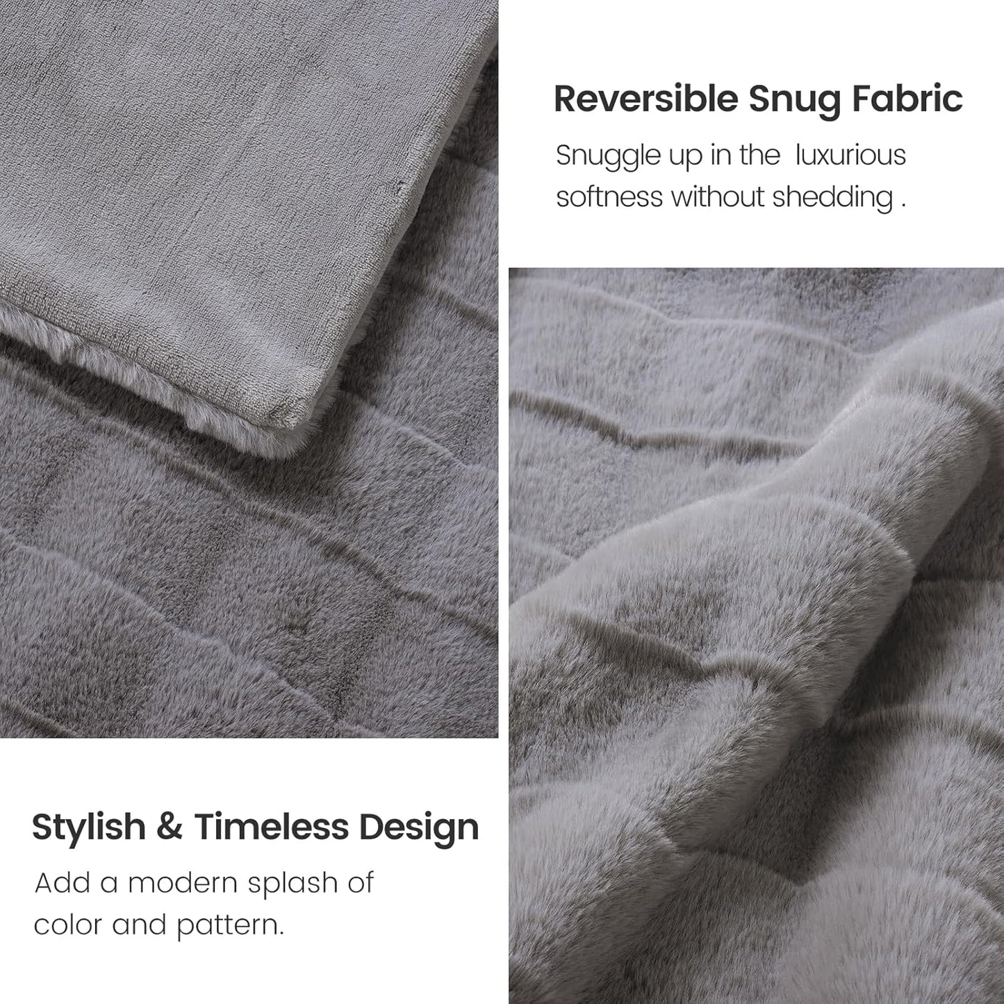 Cozy Bliss Fluffy Faux Fur Throw Blanket for Couch,Warm Cozy Soft Grey Throw Blankets for Sofa Bed Living Room,60x80 Inches