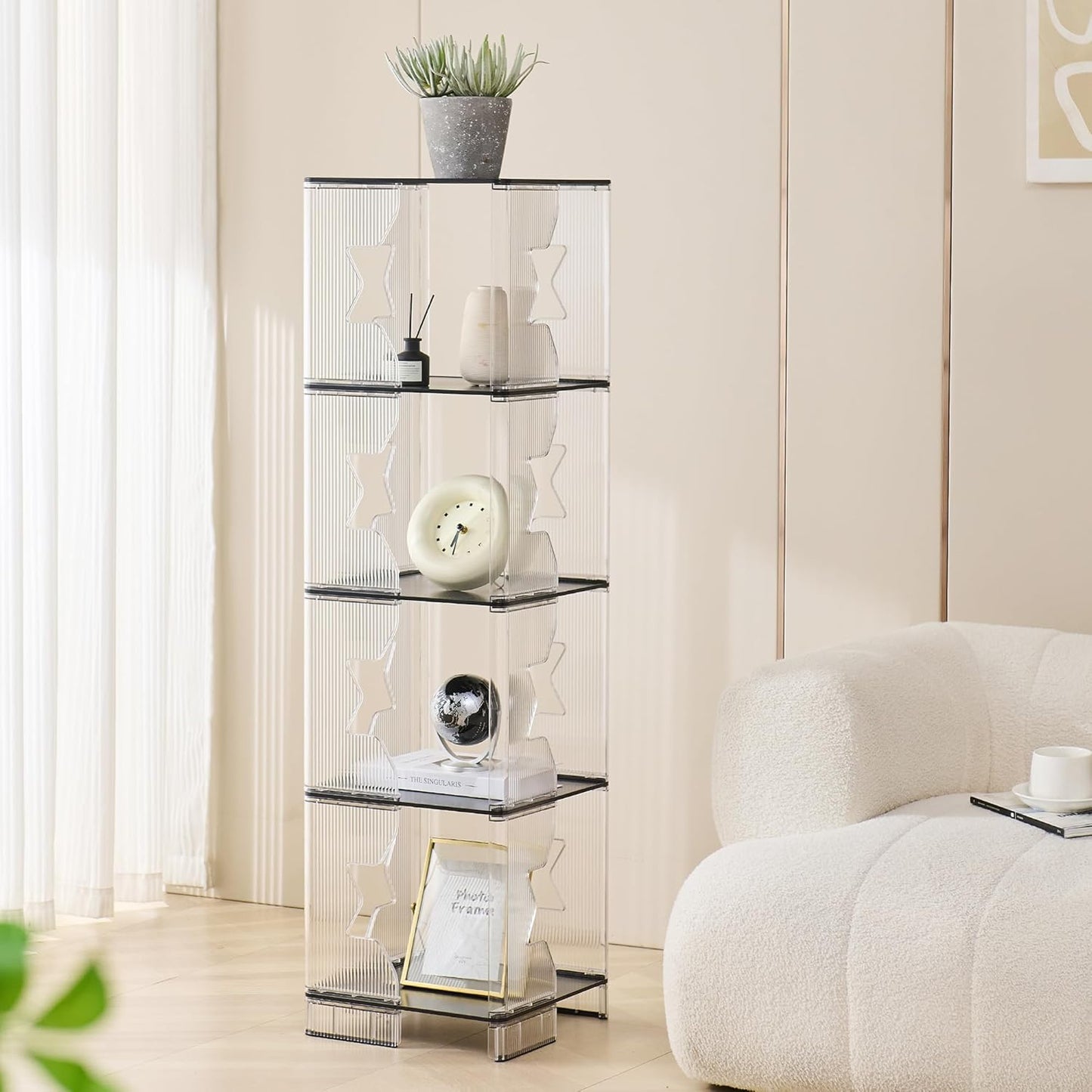 Bookcase, 4-Cube Bookshelf Storage Organizer for Home Office, Study Room