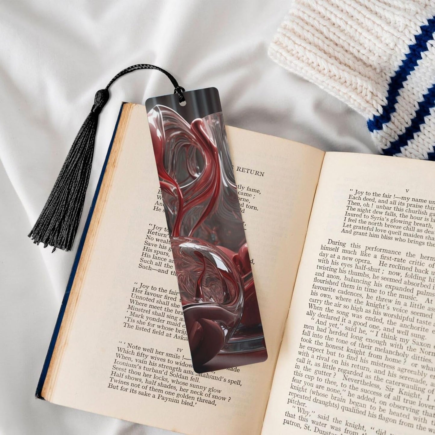 Modern Style Sculpture Bookmarks Gifts for Women Men, Wooden Bookmarks for Book Lovers, Vintage Book Marks Ornaments with Tassel, Unique Personalized Reading Page Markers Black