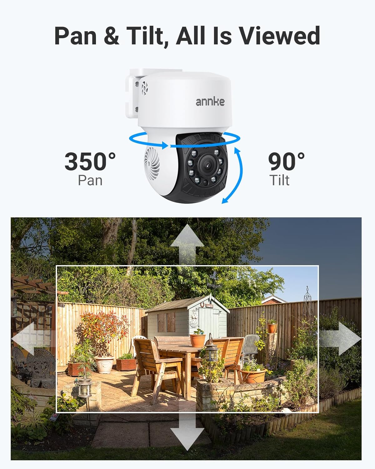 ANNKE 1080P 2MP AHD CCTV Home Surveillance Dome PT Wired Camera with 350° pan and 90° tilt, 100ft IR Night Vision, IP65 Weatherproof Security Add–On Cam for Outdoor Use, Wide Compatibility - APT200