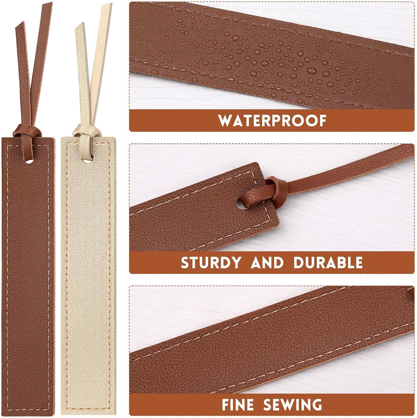 7 Pcs Leather Bookmark, Classic Stitched Bookmark with Leather Rope, Bookmarks for Men, Handmade Stitched Book Marks Page Markers for Book Reader Teachers Students School Office
