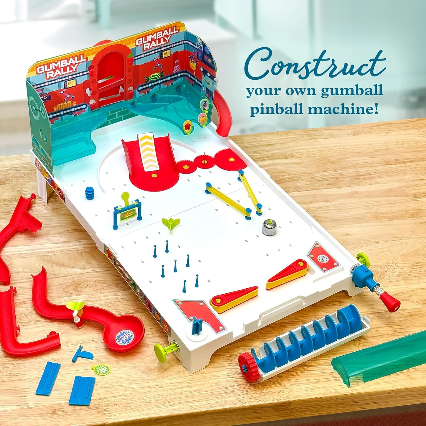 Thames & Kosmos Pinball Machine Maker STEM Experiment Kit Toy of the Year Finalist, Gumball Rally l Explore Physics, Force, Motion, Gravity, Simple Machines