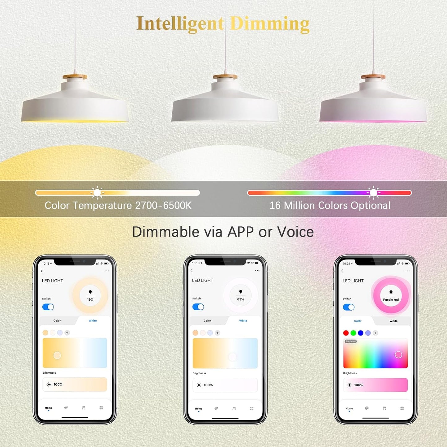 DiCUNO Smart GU10 LED Bulb, RGB Color Changing LED Compatible with Alexa & Google Home, Dimmable with App, 450LM, MR16 50W Track Light Bulb Replacement, 110° Beam Angle, 2.4GHz WiFi, Pack of 4