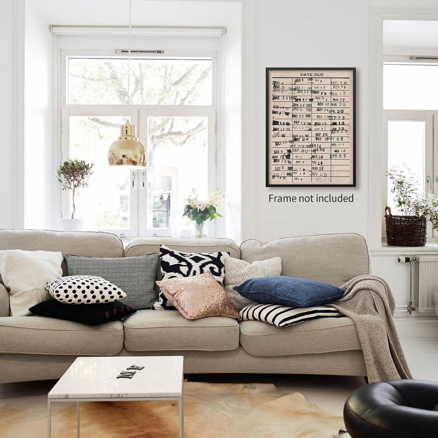 WLZWD Antique Retro Library Reading Card Wall Art Vintage Book Due Date Poster Unique Neutral Rustic Canvas Prints for Living Room Study Wall Decor 12x16 inch Unframed