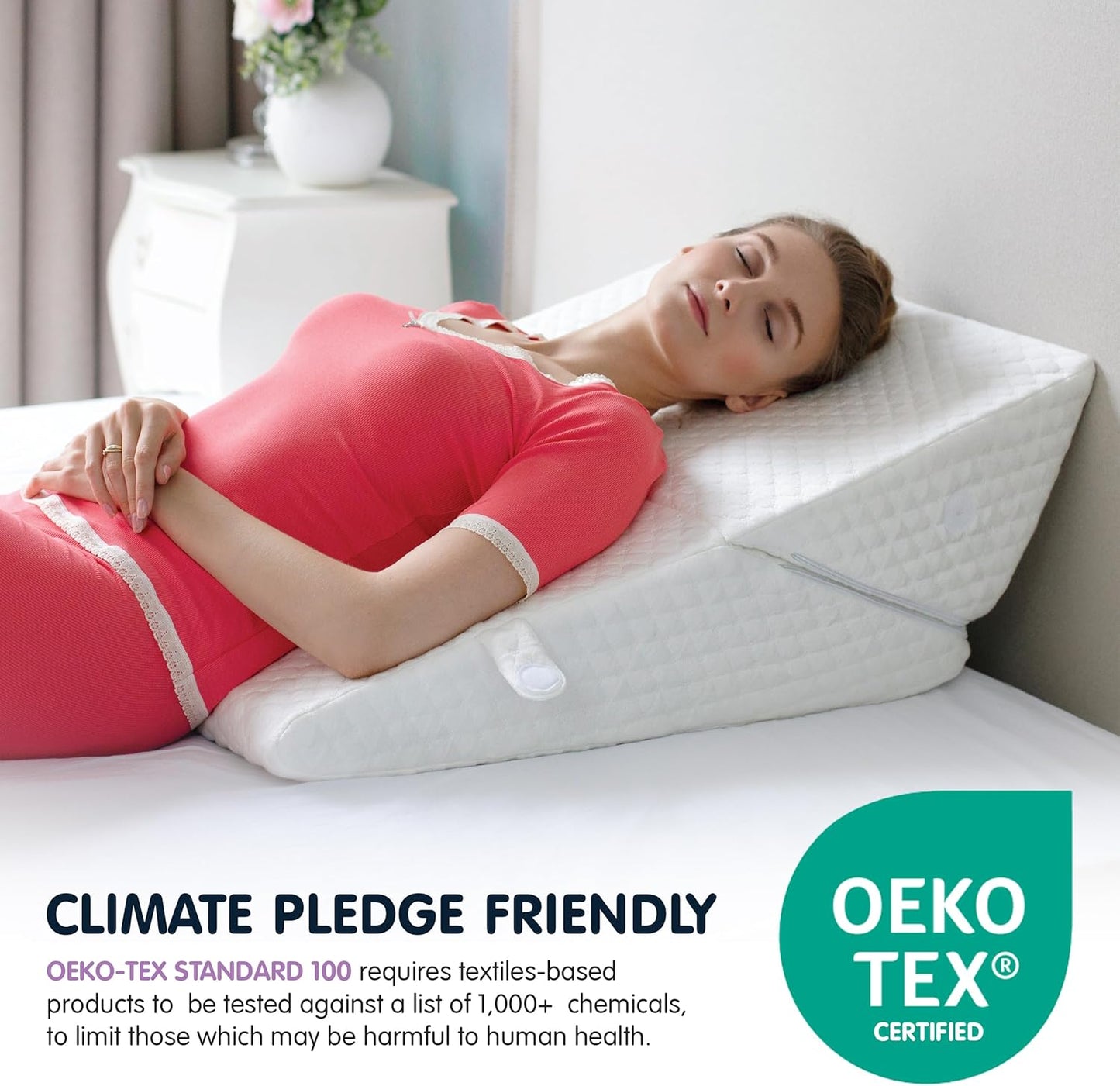 Wedge Pillow for Sleep Apnea, 12 Inch Adjustable Height Bed Wedge Pillow for Headboard, Gerd, Acid Reflux Relief, Snoring, and Post Surgery Recovery. Bed Pillow for Sitting Up in Bed