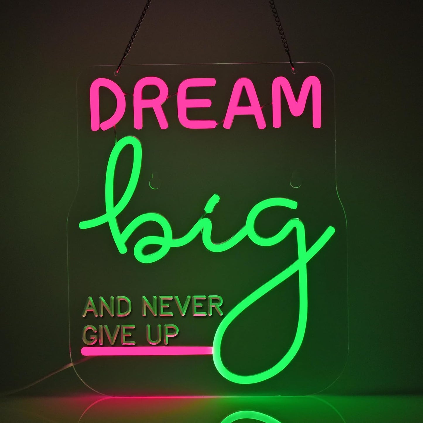 Dream Big LED Neon Sign - Motivational Wall Decor for Office & Home - Teen Girls Bedroom Decor & Gym Wall Art - Inspiring Gifts for Women, Teens (14x12 Inch)
