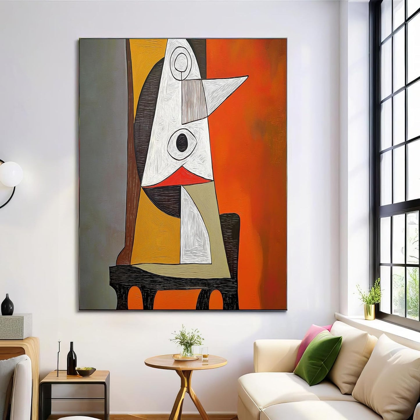 GDJSMIN Abstract Design Wall Art, Orange Geometric Triangle Graphic Poster for Reading Room Living Room Decor 24 x 36 inch Unframed