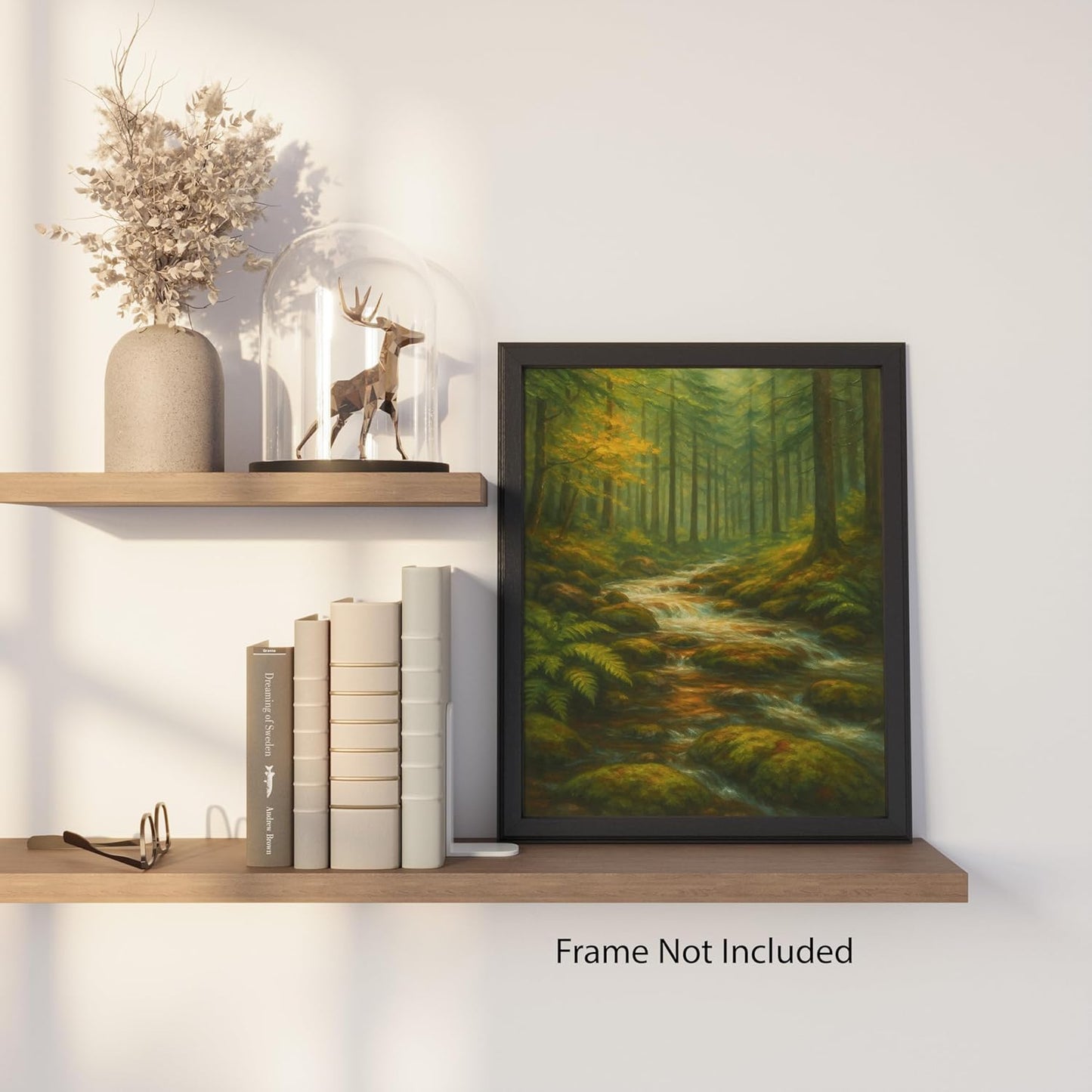 Tranquil Stream in Mossy Forest - Nature Posters for Wall - Scenic Landscape Poster Print for Home Office or Classroom Decor - Forest Poster for Relaxing Earthy Wall Art