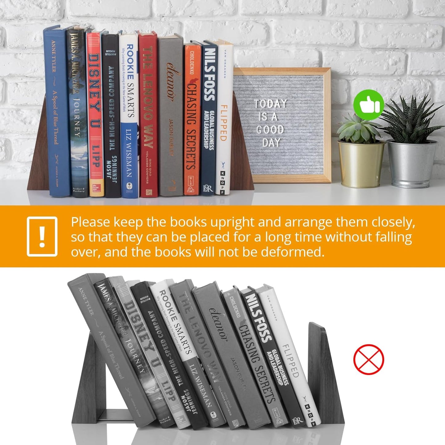Walnut Book Ends Heavy Duty Handmade Book Ends for Shelves Decorative Bookends to Hold Heavy Books (Black Walnut Wood Small)