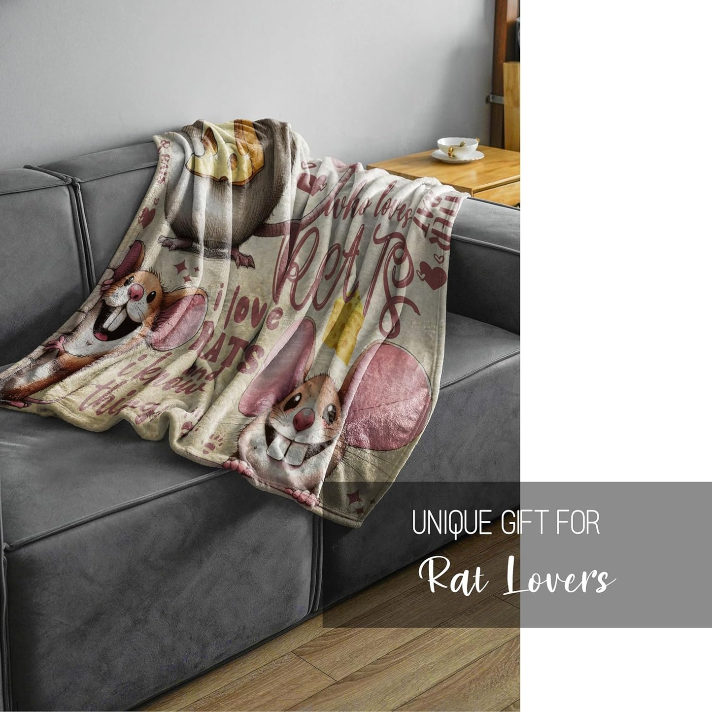 Rat Gifts - Flannel Throw Blanket for Women, Adults, Best Friends & Coworkers - 50 X 65 Inches