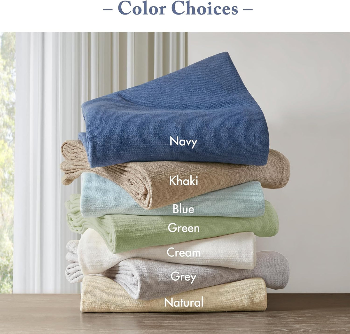 Madison Park Freshspun Basketweave Luxury Cotton Blanket Navy 108x90" King Size Basketweave Premium Soft Cozy 100% Cotton For Bed, Couch or Sofa