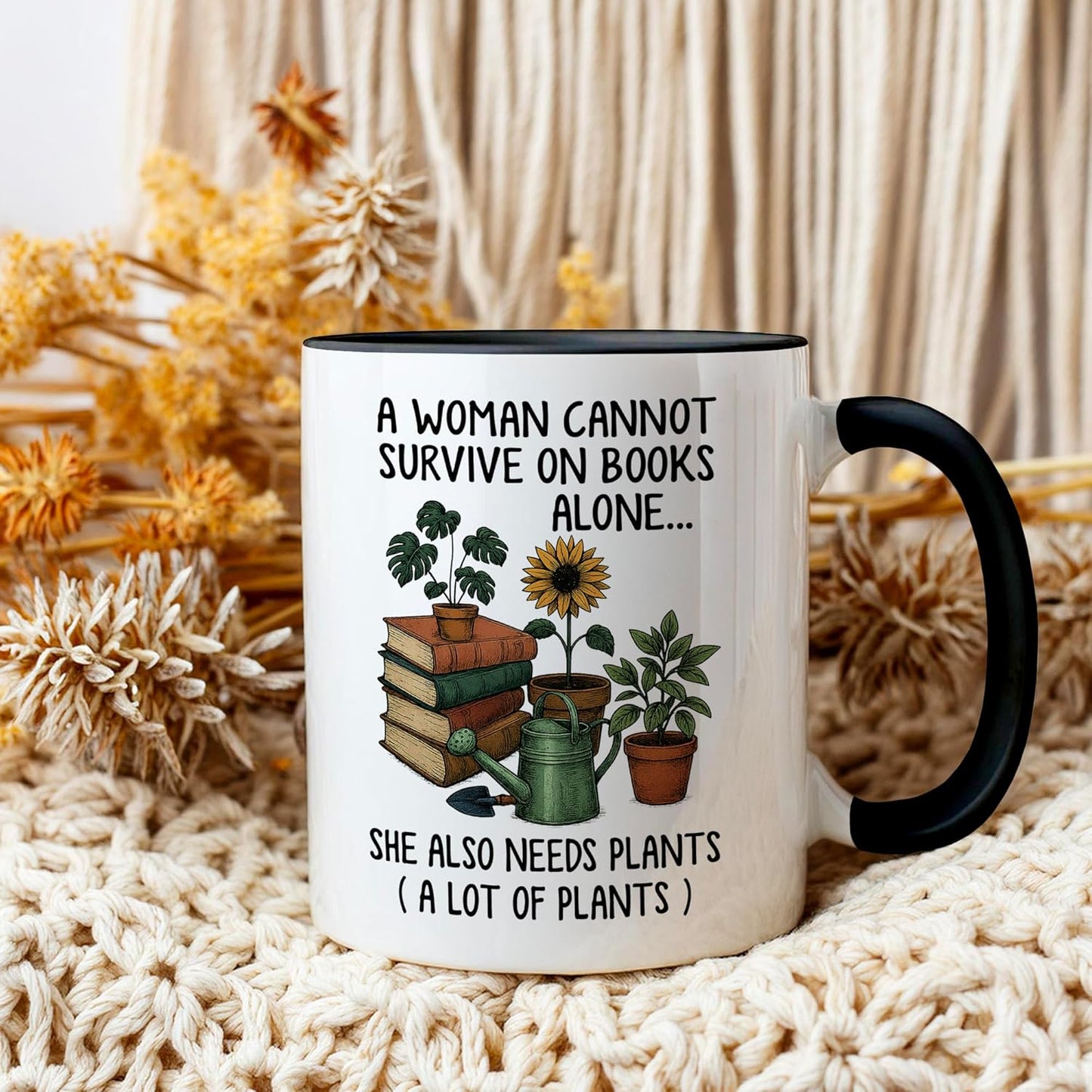 Book and Plant Lover Coffee Mug, Mugs for Reading and Gardening Lovers, Book Lover & Gardener Mug, Gardner Gifts for Women, Novelty Design for Bookworm and Gardening Enthusiasts