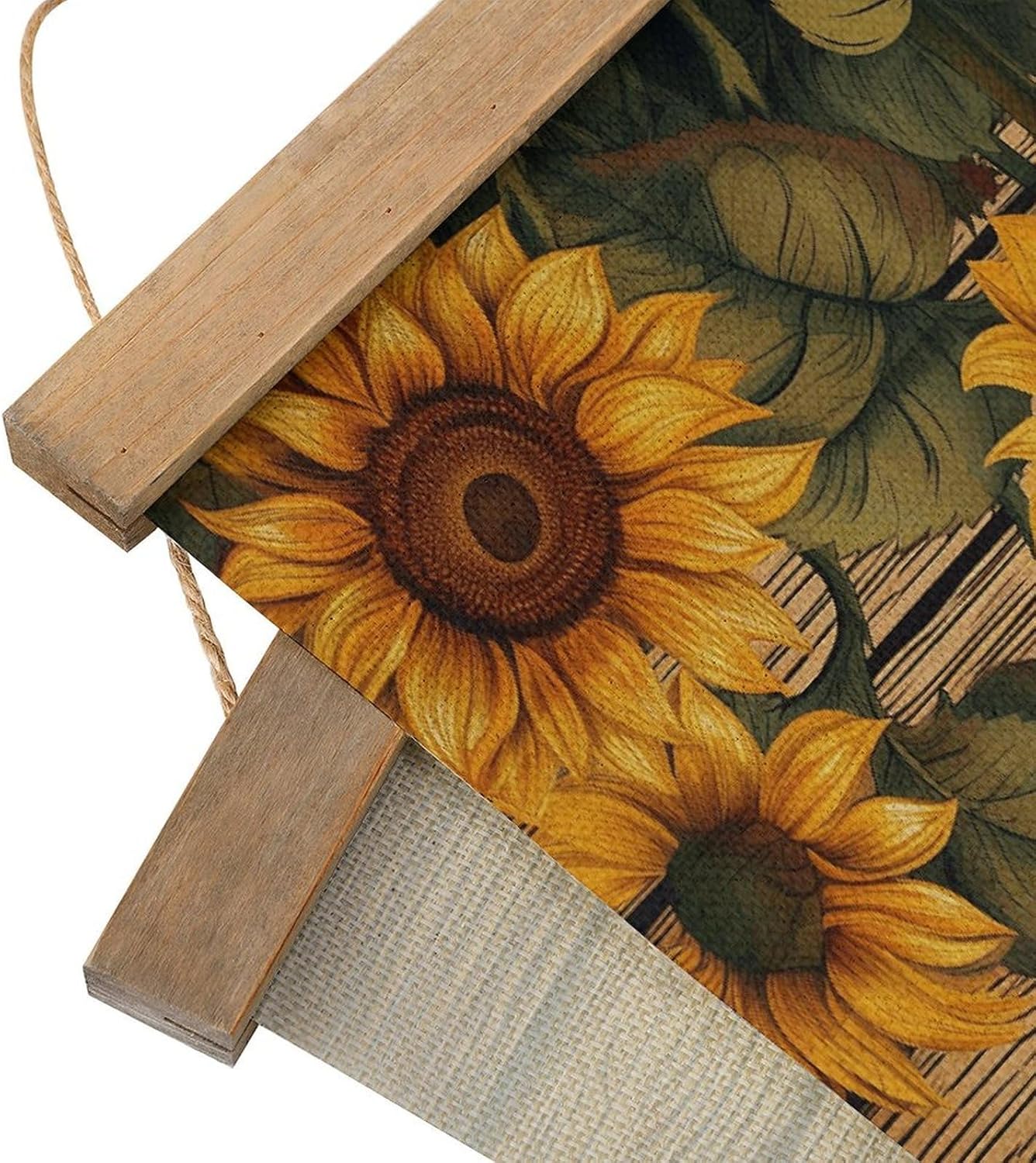 Vintage Paint Wooden Board Sunflower Poster with Wooden Frame Personalized Linen Hanging Scroll Painting Rustic Wall Hanging Illustrative Modern Artwork Decor for Home Living Room Bedroom Office