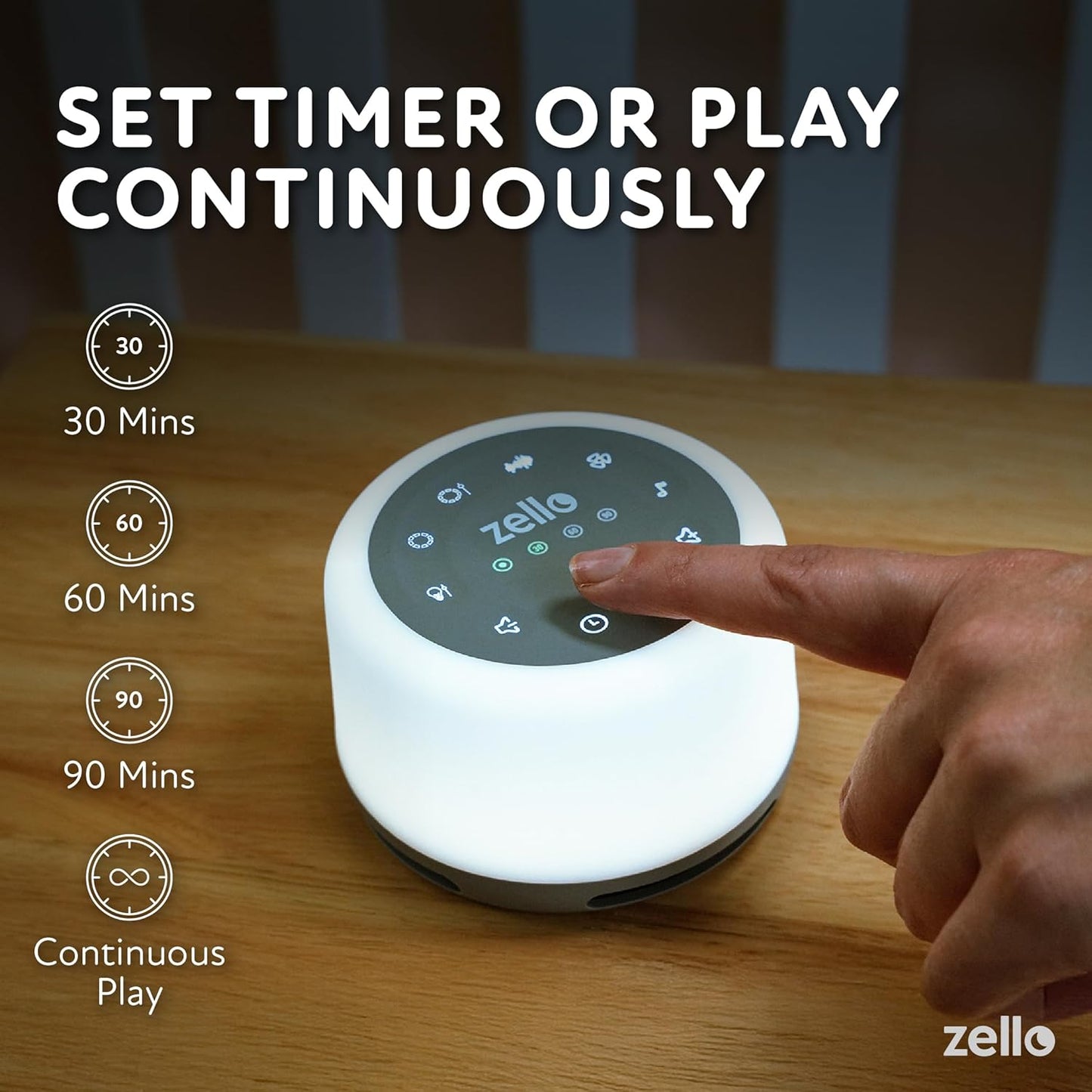Zello | Original White Noise Machine for Babies & Adults | 30 Sounds | 7 Colour Night Light | Sleep Timer | USB Rechargeable | White Noise Machine Baby | Sleep Aid