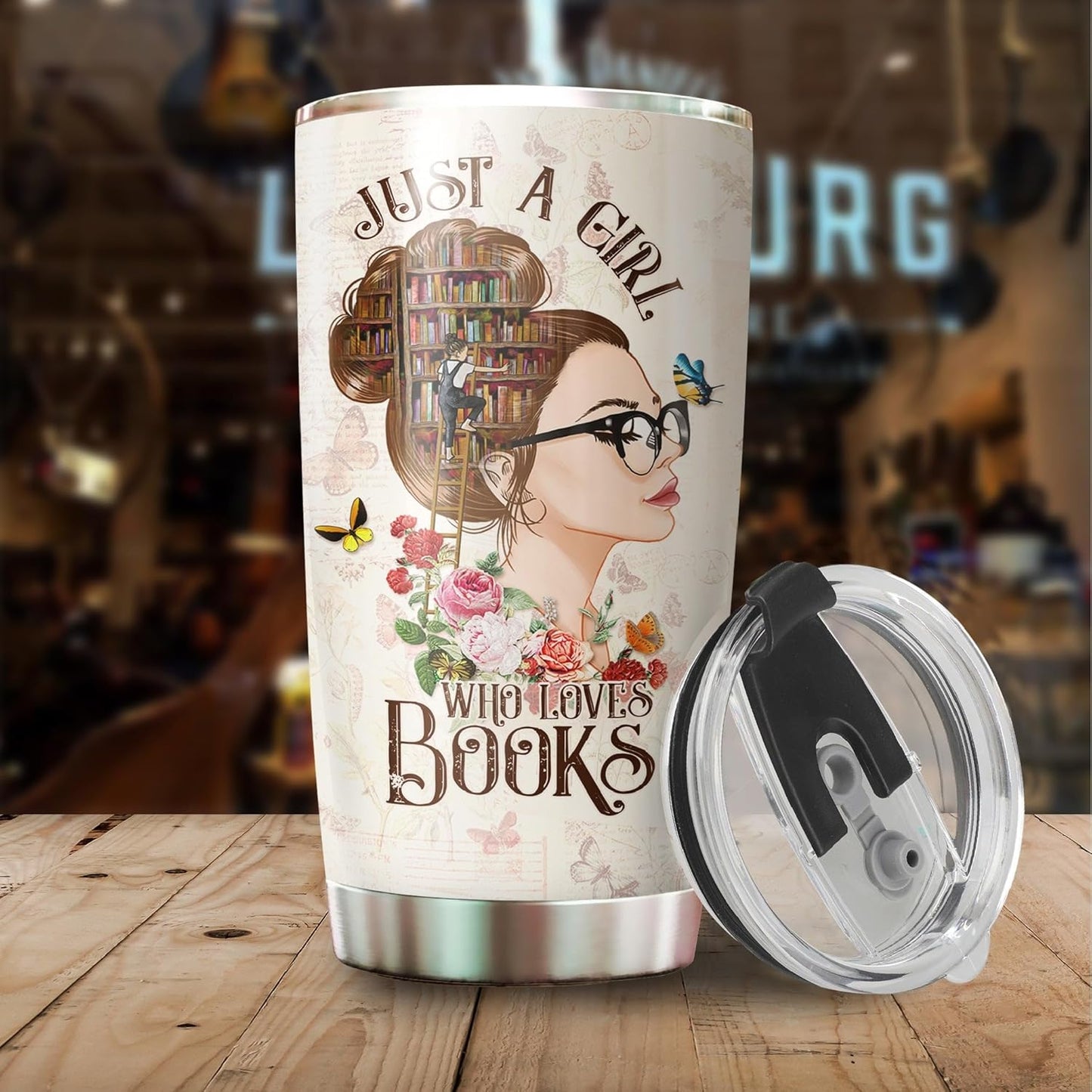 Book Lover Tumbler - Stainless Steel, 20 oz - Gifts for Women, Bookworms, Librarians