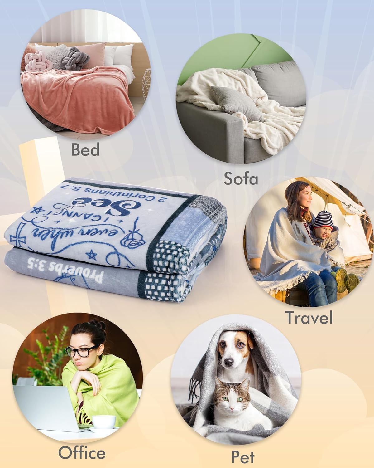 Christian Inspirational Blanket Gifts for Men: 60 x 50 inch Bible Verse Throw Blanket with Scripture, Religious Gifts for Pastor Man Father Boys, Prayer Comfort Blanket Gift for Birthday Christmas