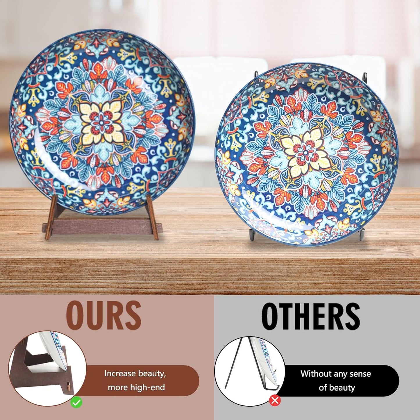 Plate Stands for Display,6 Inch wooden Plate Holder Display Stands,Frame holder stand for Book, Picture,plaque, Decorative Plate, Photo and Platter, Tabletop Art.(2 Pack )