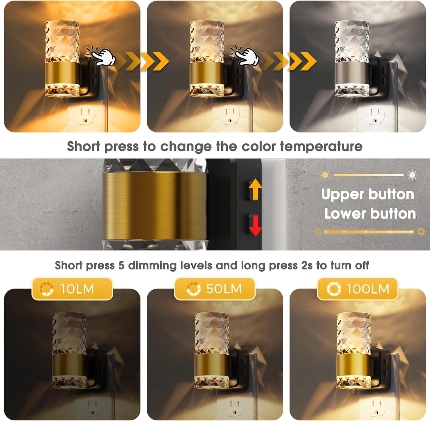 L LOHAS LED Night Light,Modern Night Lights Plug into Wall,Amber-3000K-5000K Adjustable Color Temperature Night-Light,Dimmable Nightlights with Dusk to Dawn Sensor for Rooms Bathroom Hallway