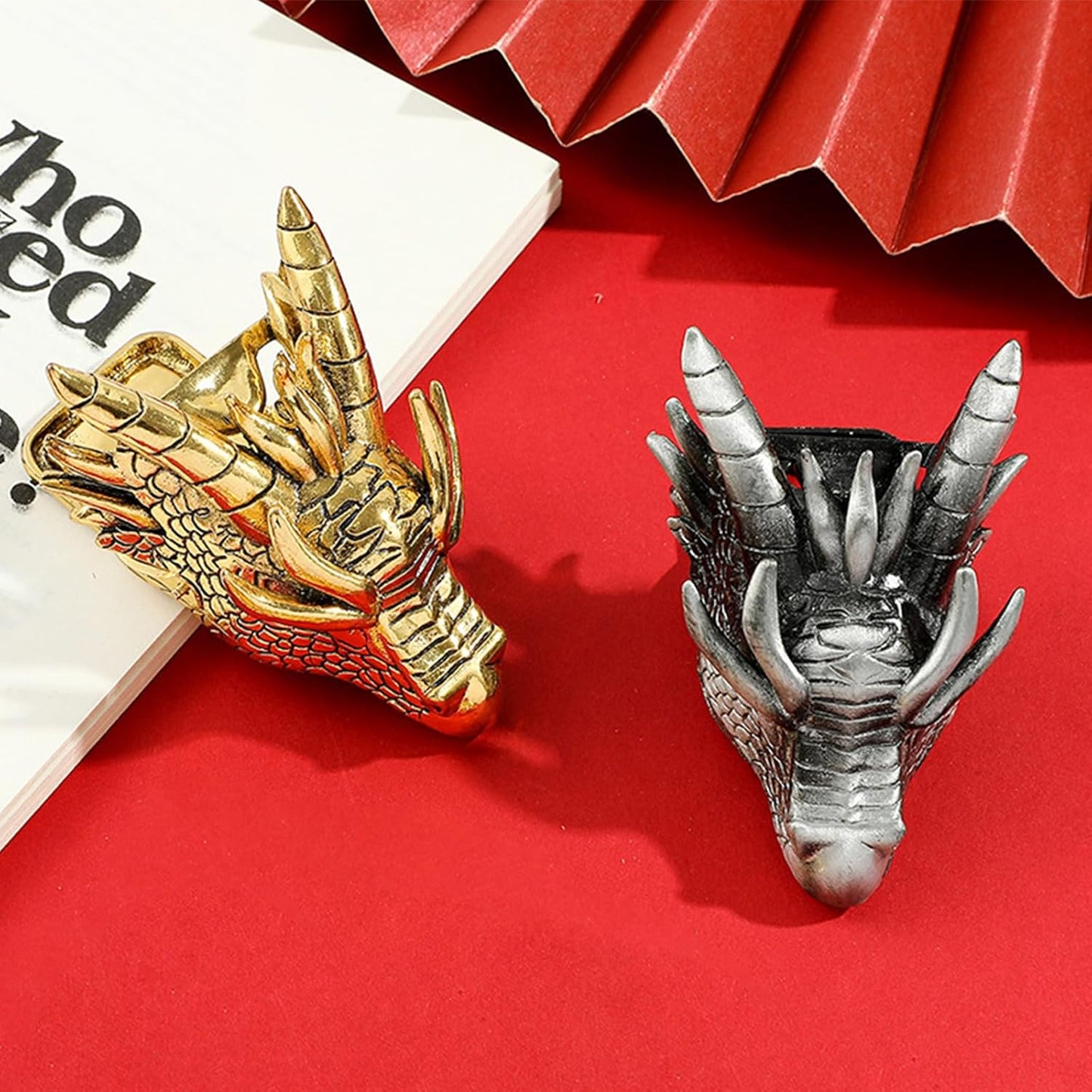 Retro Dragon Head Bookmark – Page Holder- Reading Note Paper Clip for Home School Office – Gift for Teachers Clerks Students and Book Lovers (Silver)