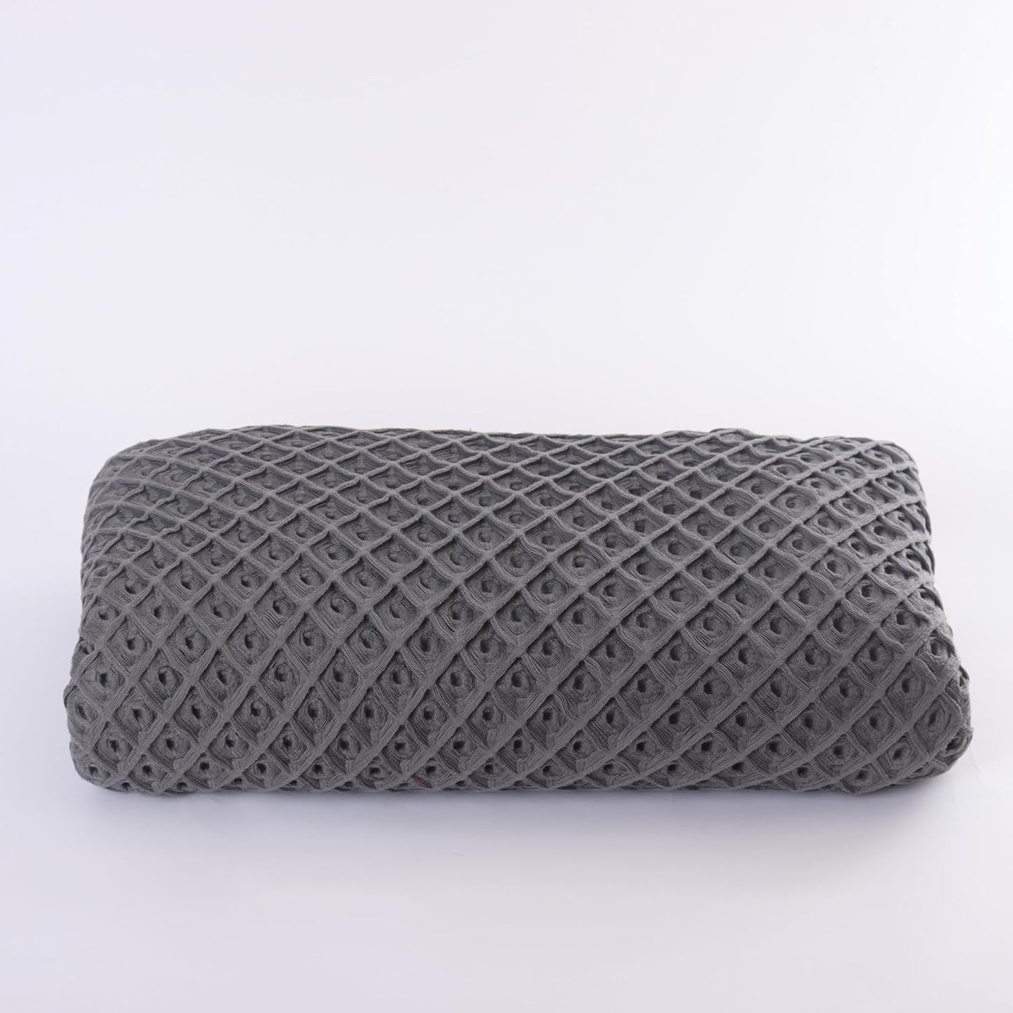 Premium Cotton Waffle Weave Throw Blanket - Large Waffle Style, Decorative, Breathable, Perfect Home Gift (Gray, Throw)