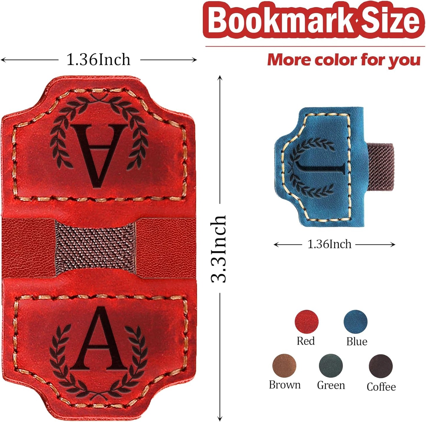 Personalized Leather Magnetic Bookmark with Pen Holder, Bookmark 26 Letters Name Initial Bookmarks for Readers, Book Lover Gifts for Women Men Notebook Accessories (Brown, A)